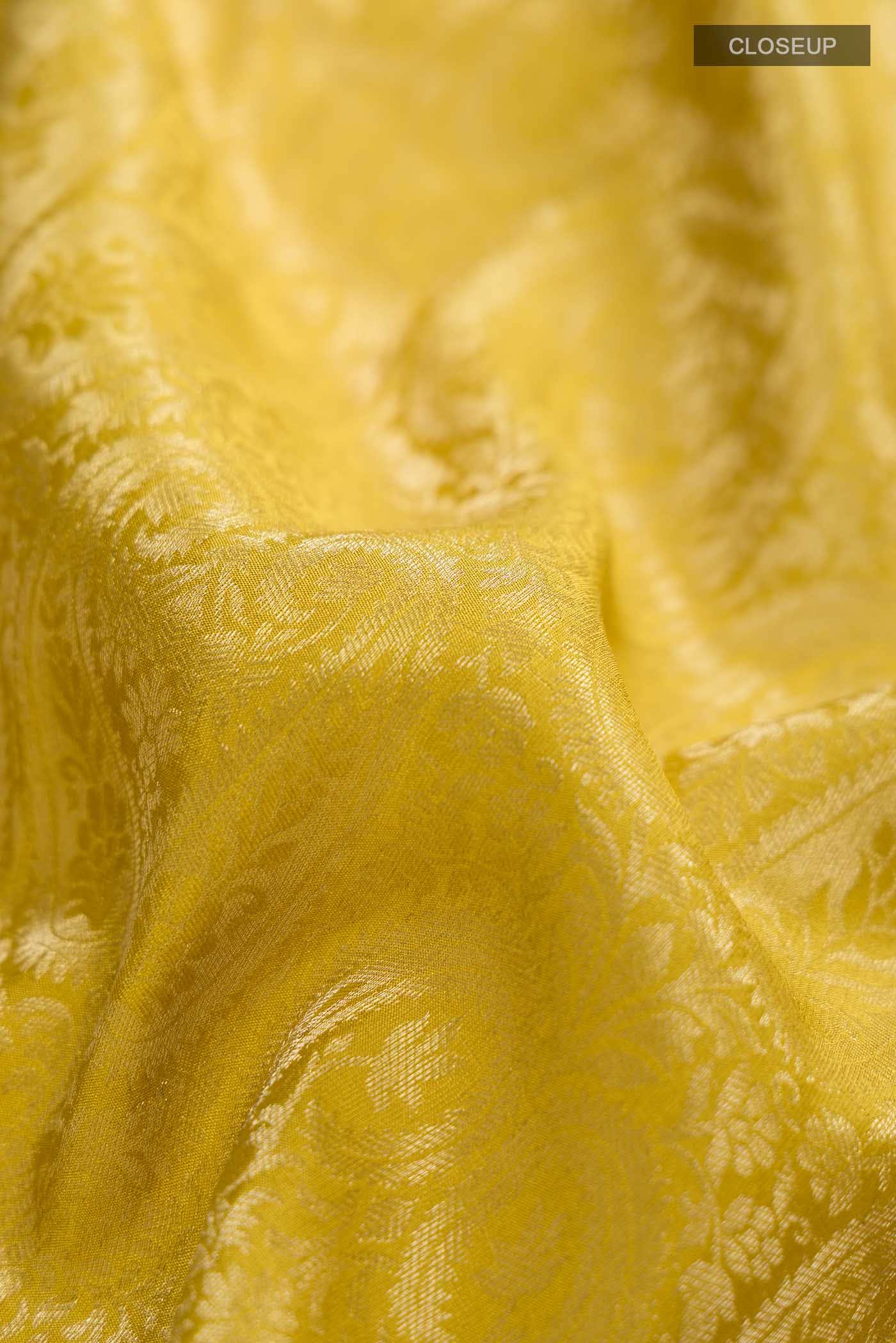 Yellow Crepe Saree