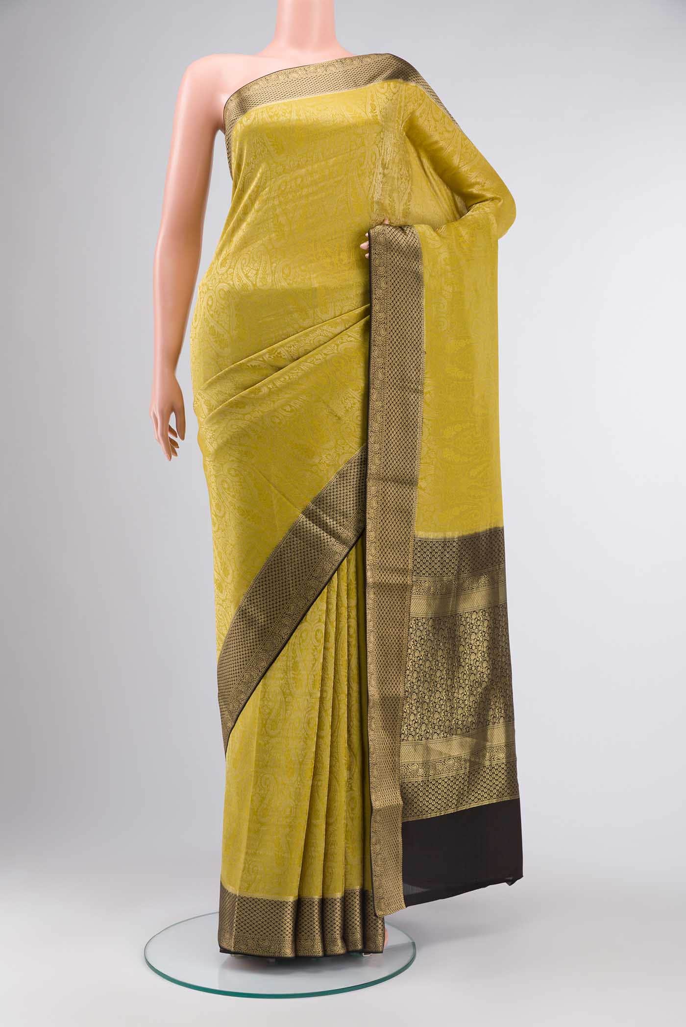 Yellow Crepe Saree
