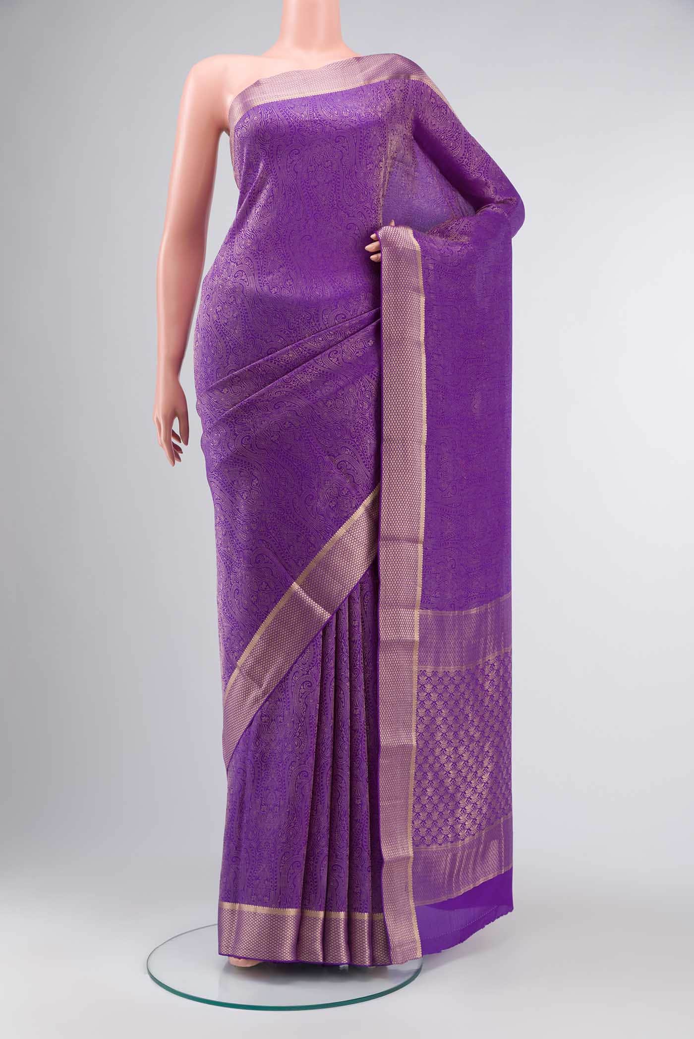 Lavender Mysore Crepe Saree