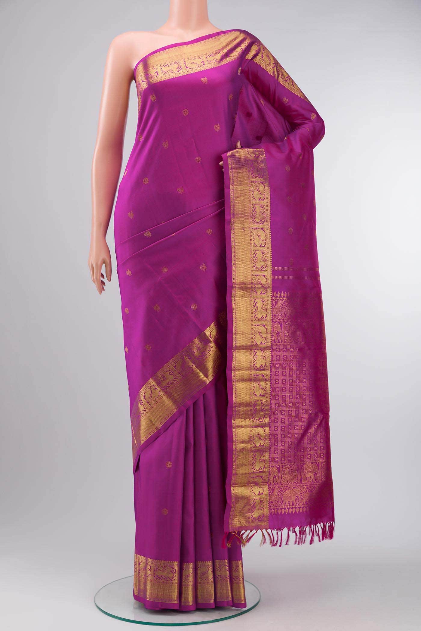 Pure Silk Pure Zari Magenta Kanchipuram Saree
