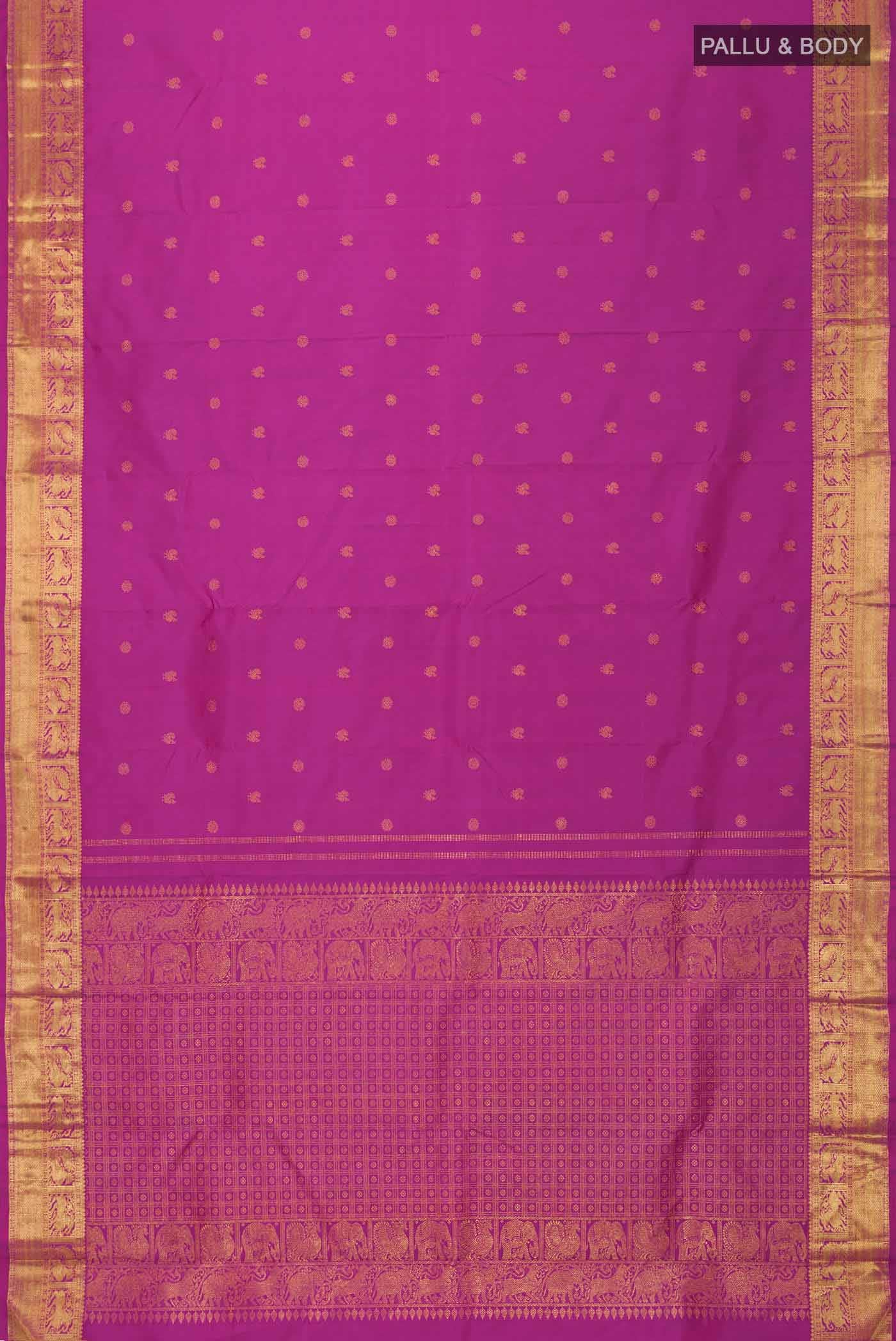 Pure Silk Pure Zari Magenta Kanchipuram Saree