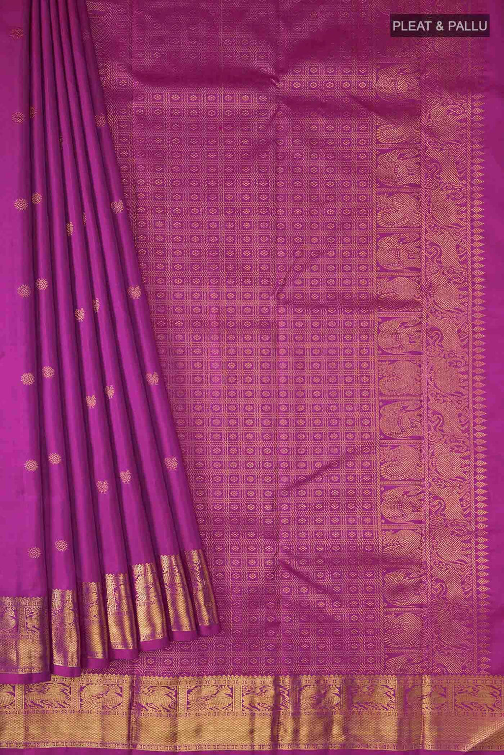 Pure Silk Pure Zari Magenta Kanchipuram Saree
