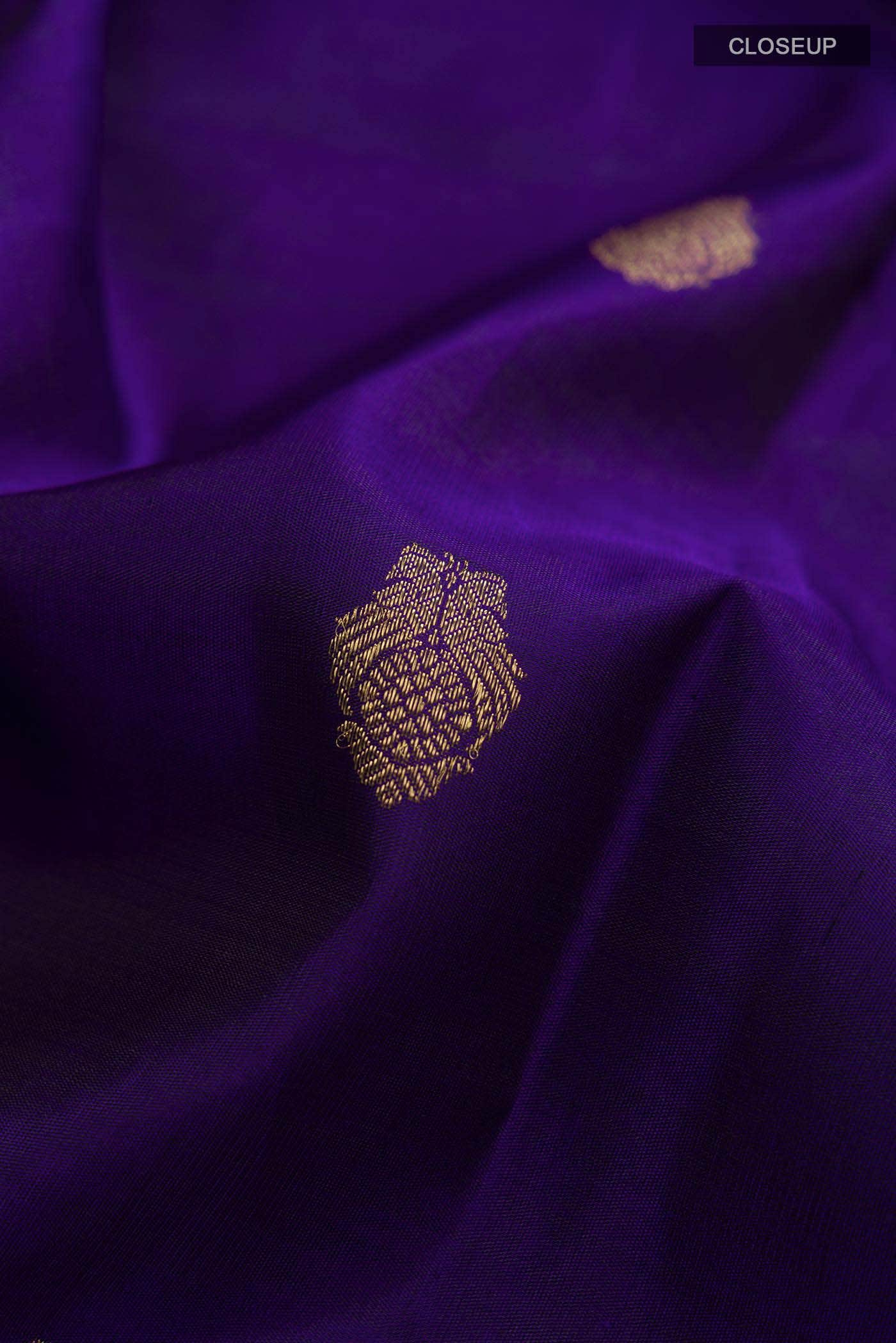 Pure Silk Pure Zari Violet Kanchipuram Saree