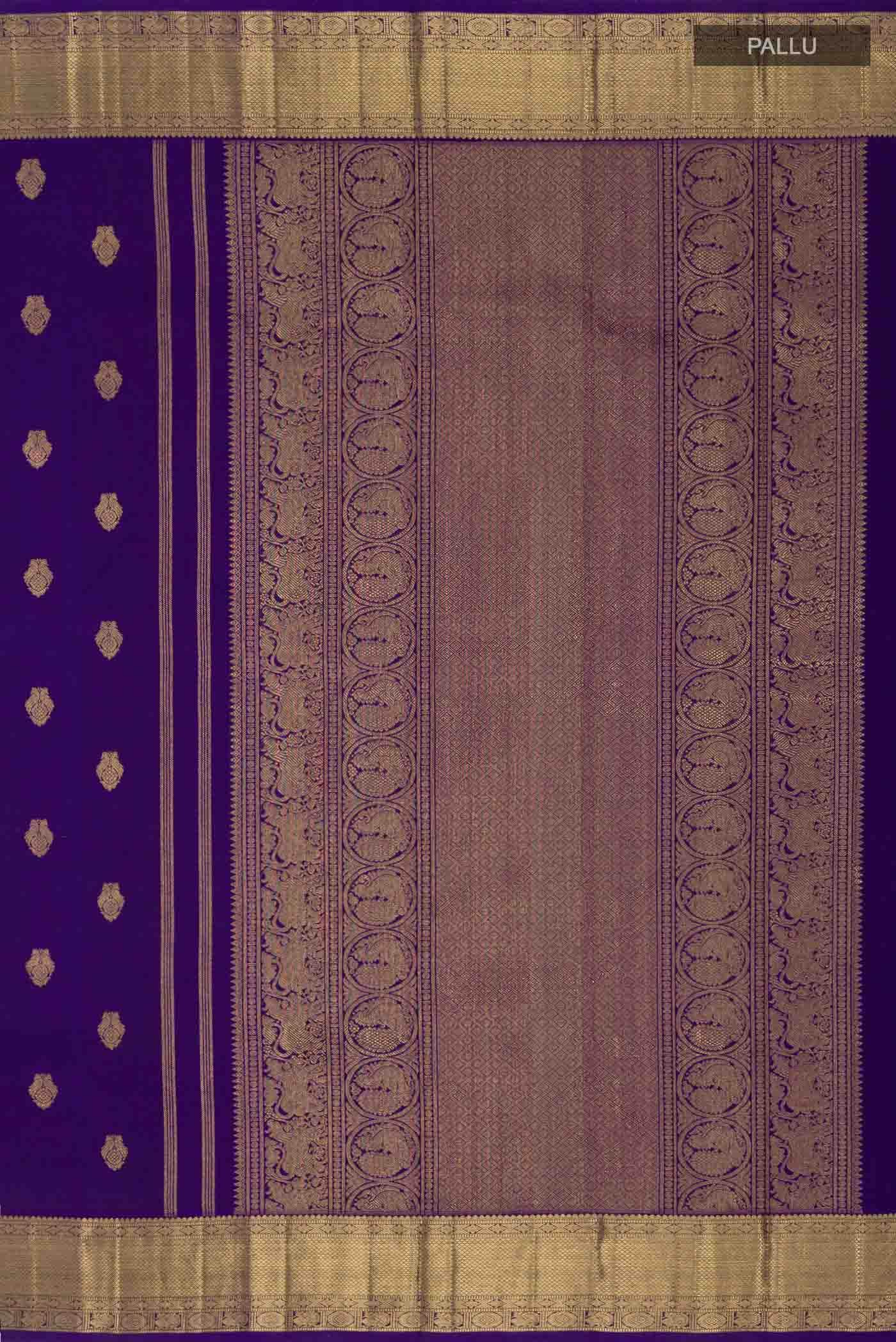 Pure Silk Pure Zari Violet Kanchipuram Saree