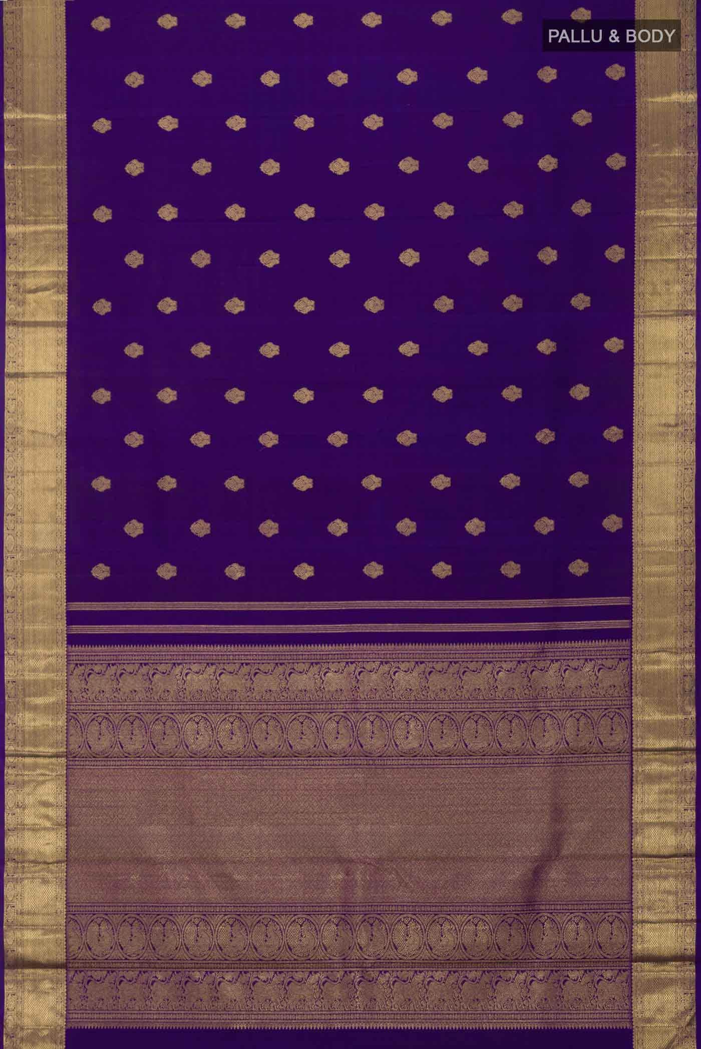 Pure Silk Pure Zari Violet Kanchipuram Saree