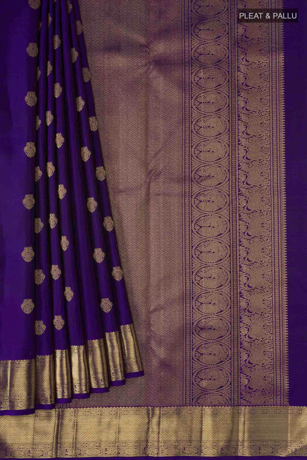 Pure Silk Pure Zari Violet Kanchipuram Saree