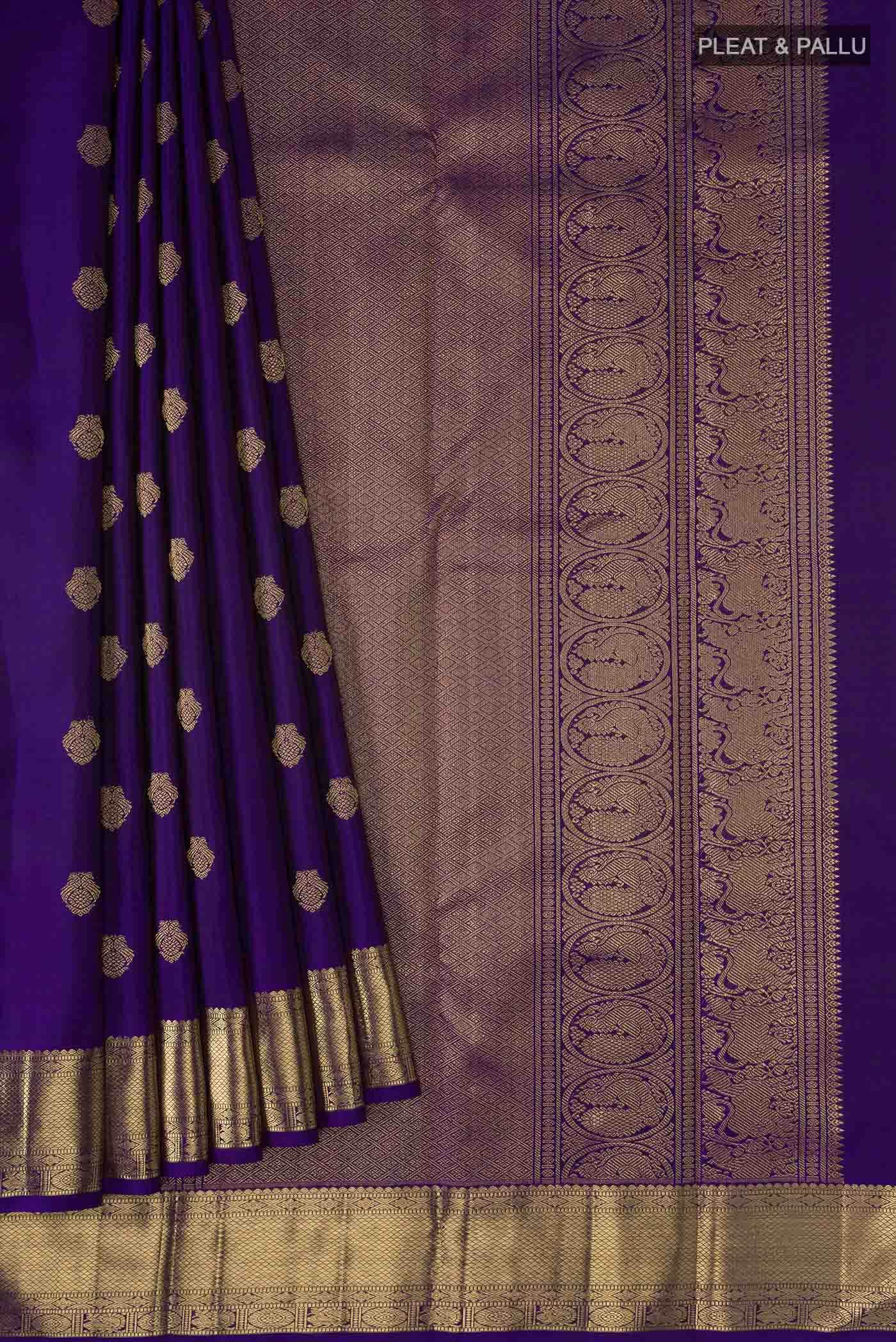 Pure Silk Pure Zari Violet Kanchipuram Saree
