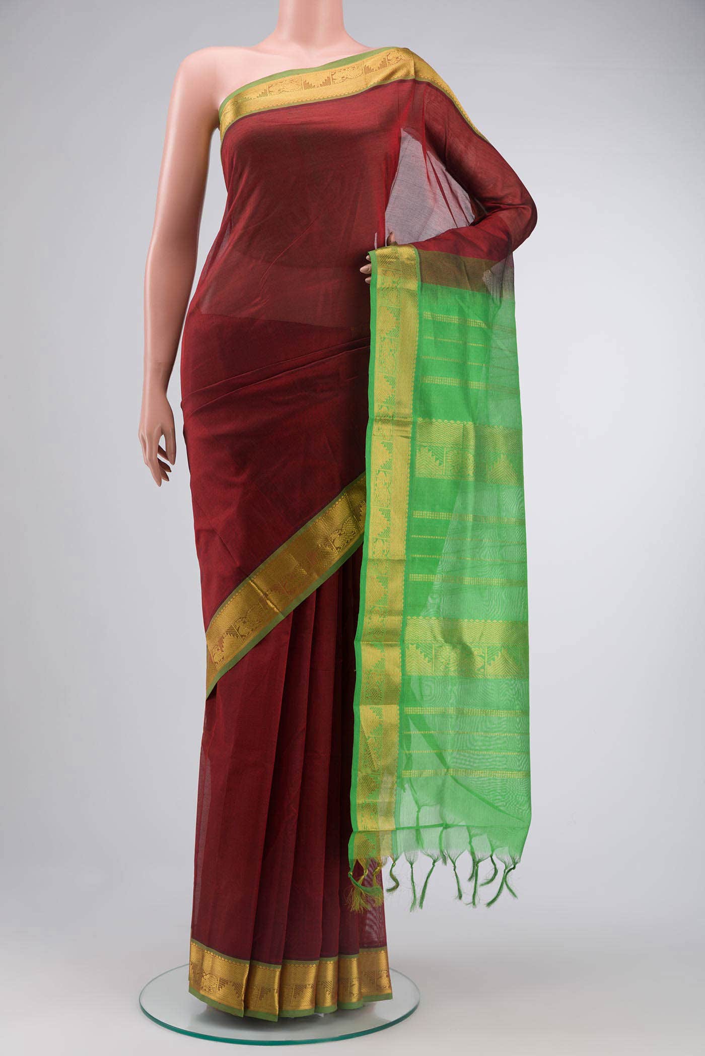 Maroon Silk Cotton Saree