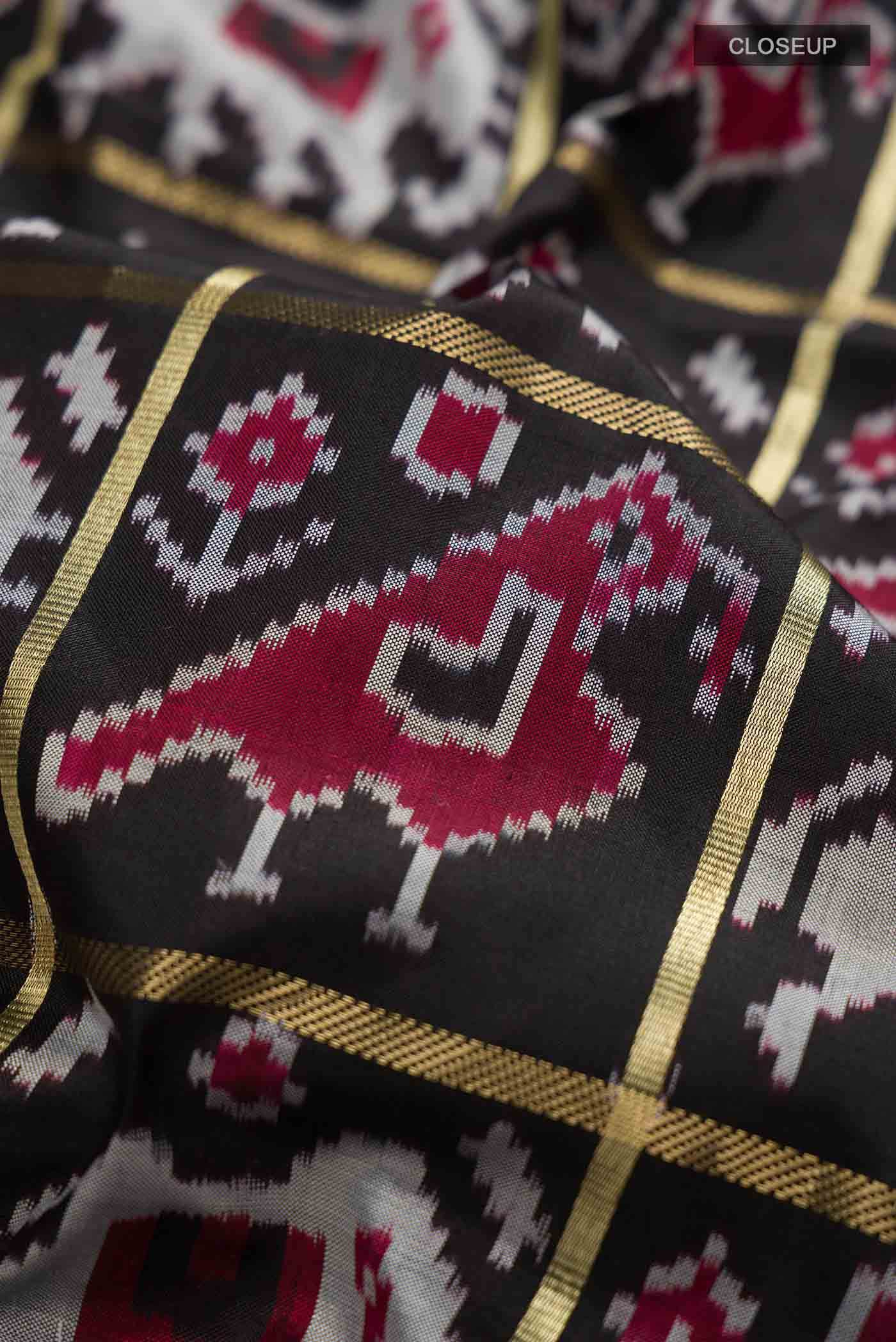 Black Pochampally Silk Saree