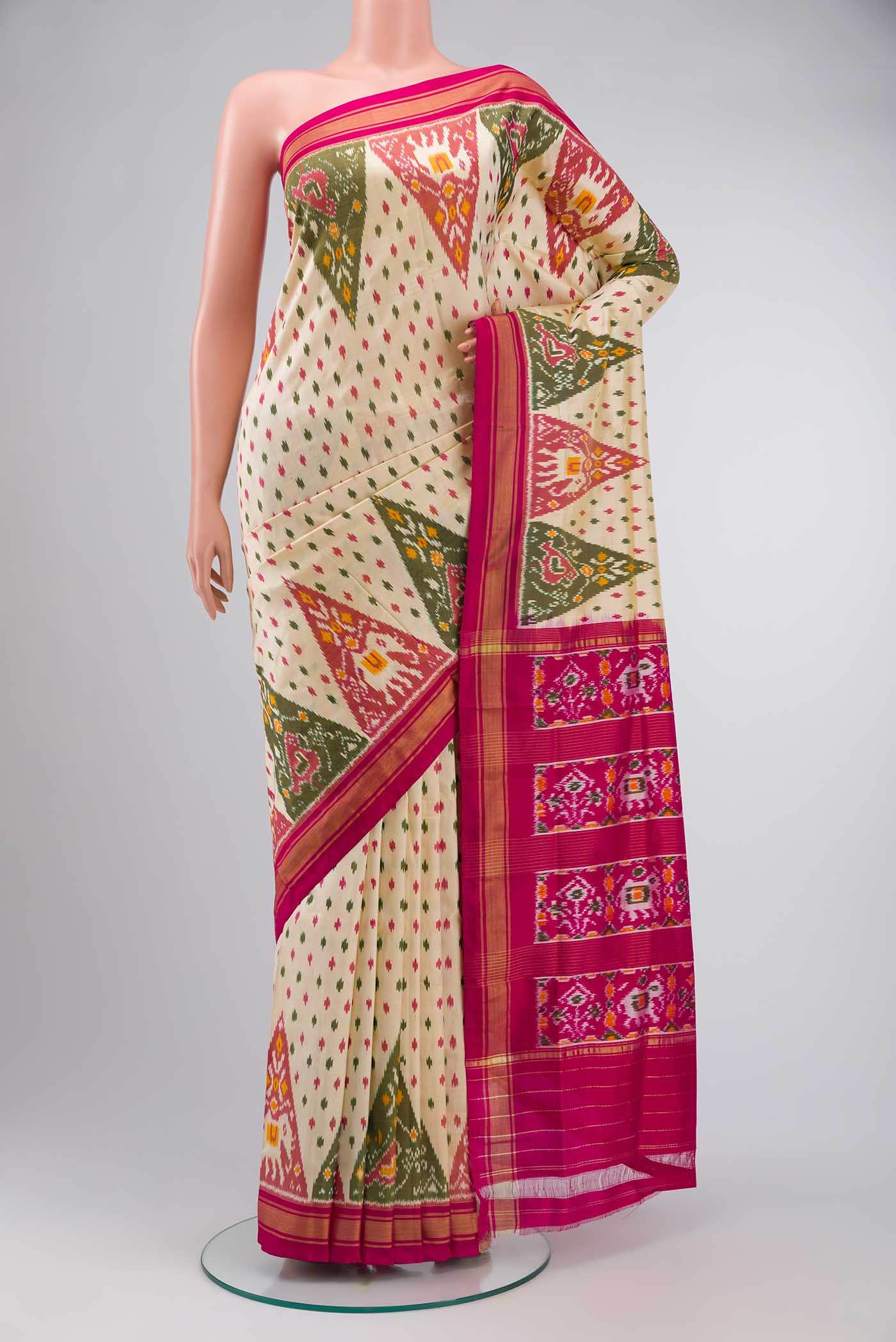 Beige Pochampally Silk Saree