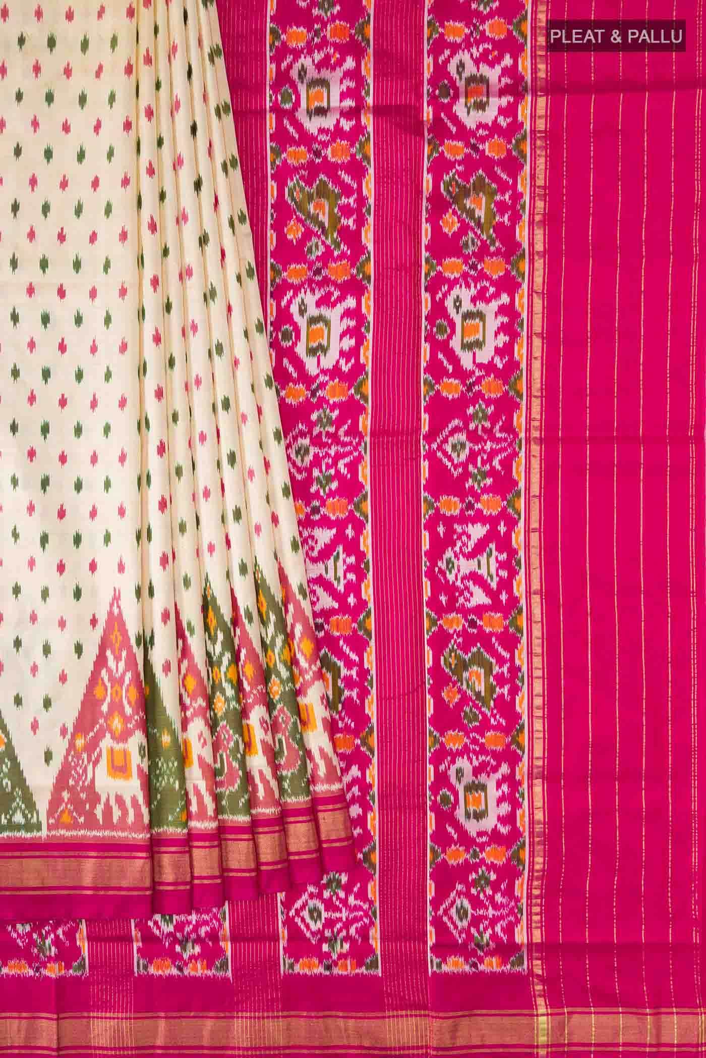 Beige Pochampally Silk Saree