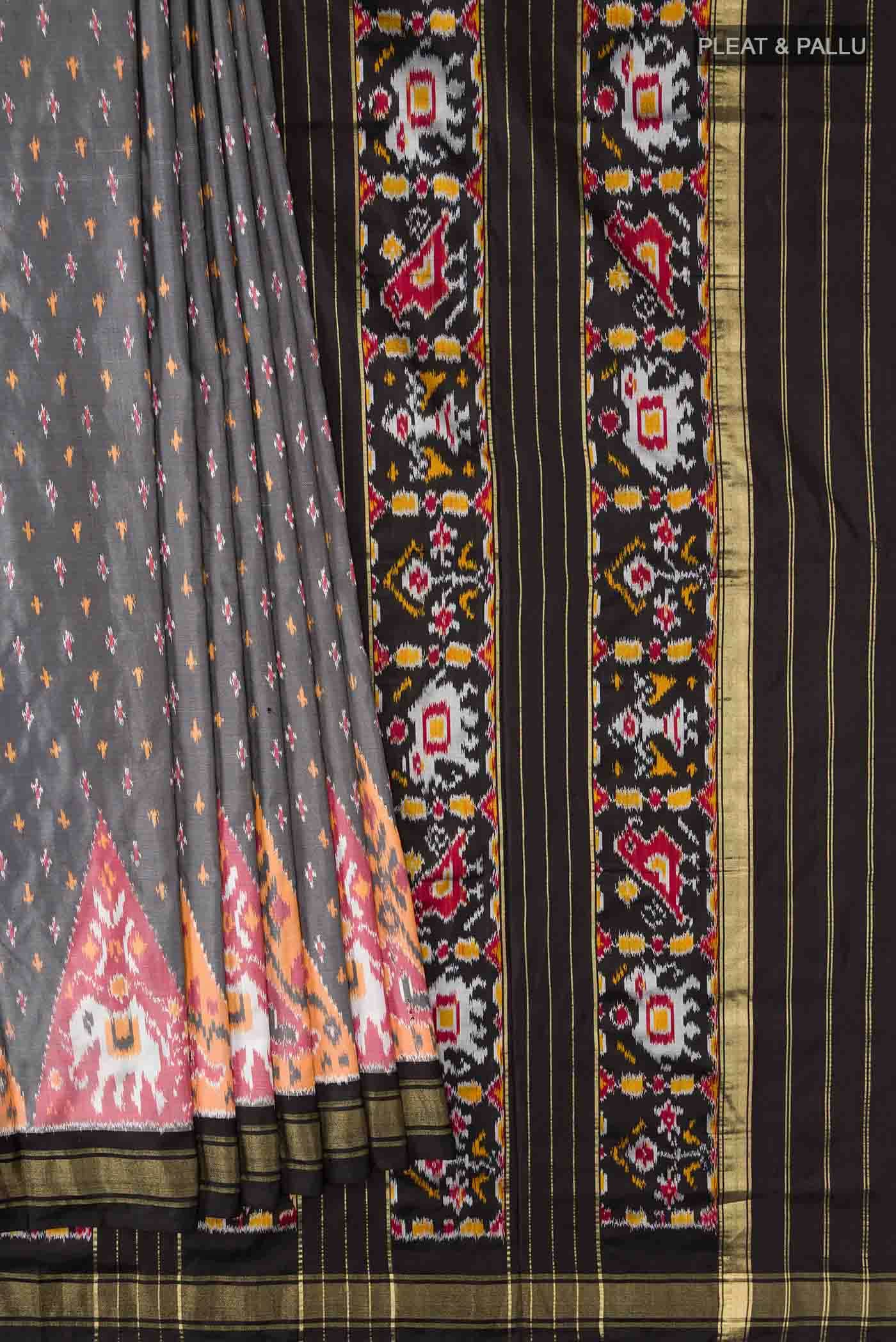 Grey Pochampally Silk Saree