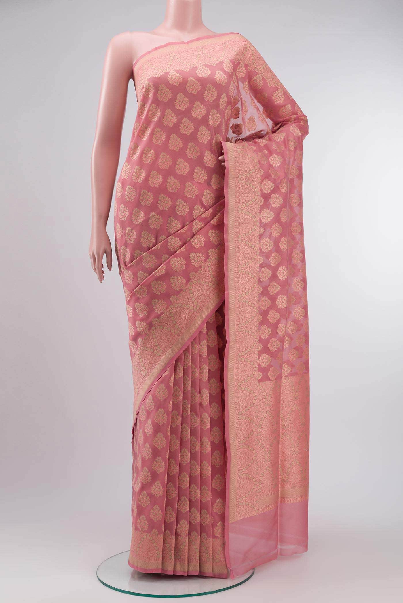 Coral Banarasi Silk Saree