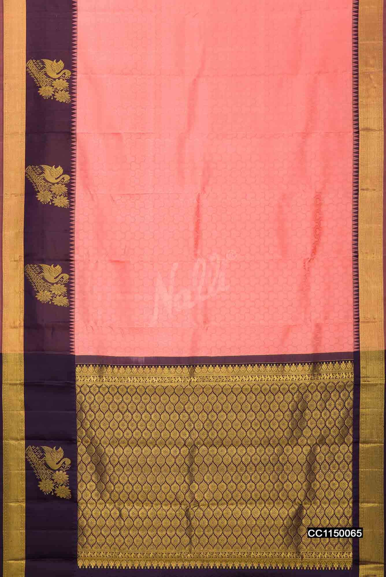 Peach Kanchipuram Silk Saree