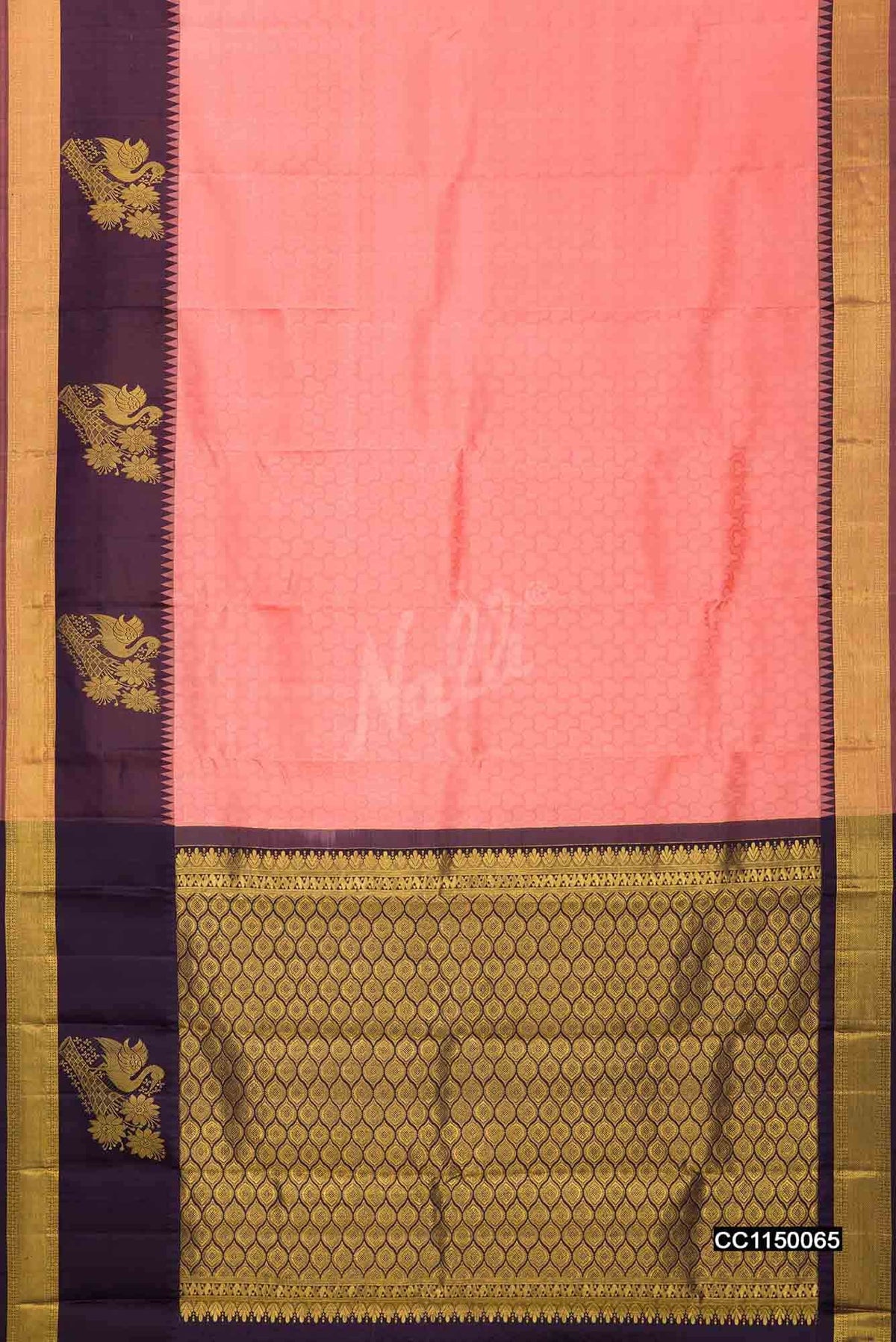 Peach Kanchipuram Silk Saree