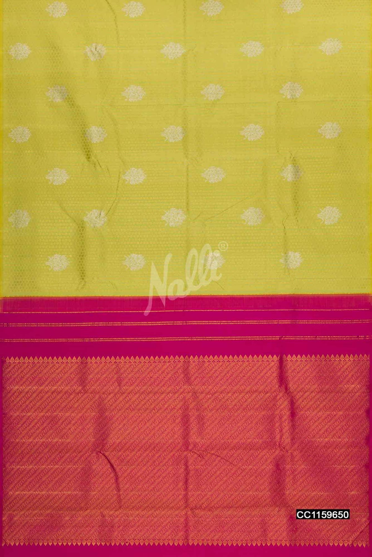 Yellow with Green Dual Tone Kanchipuram Silk Saree