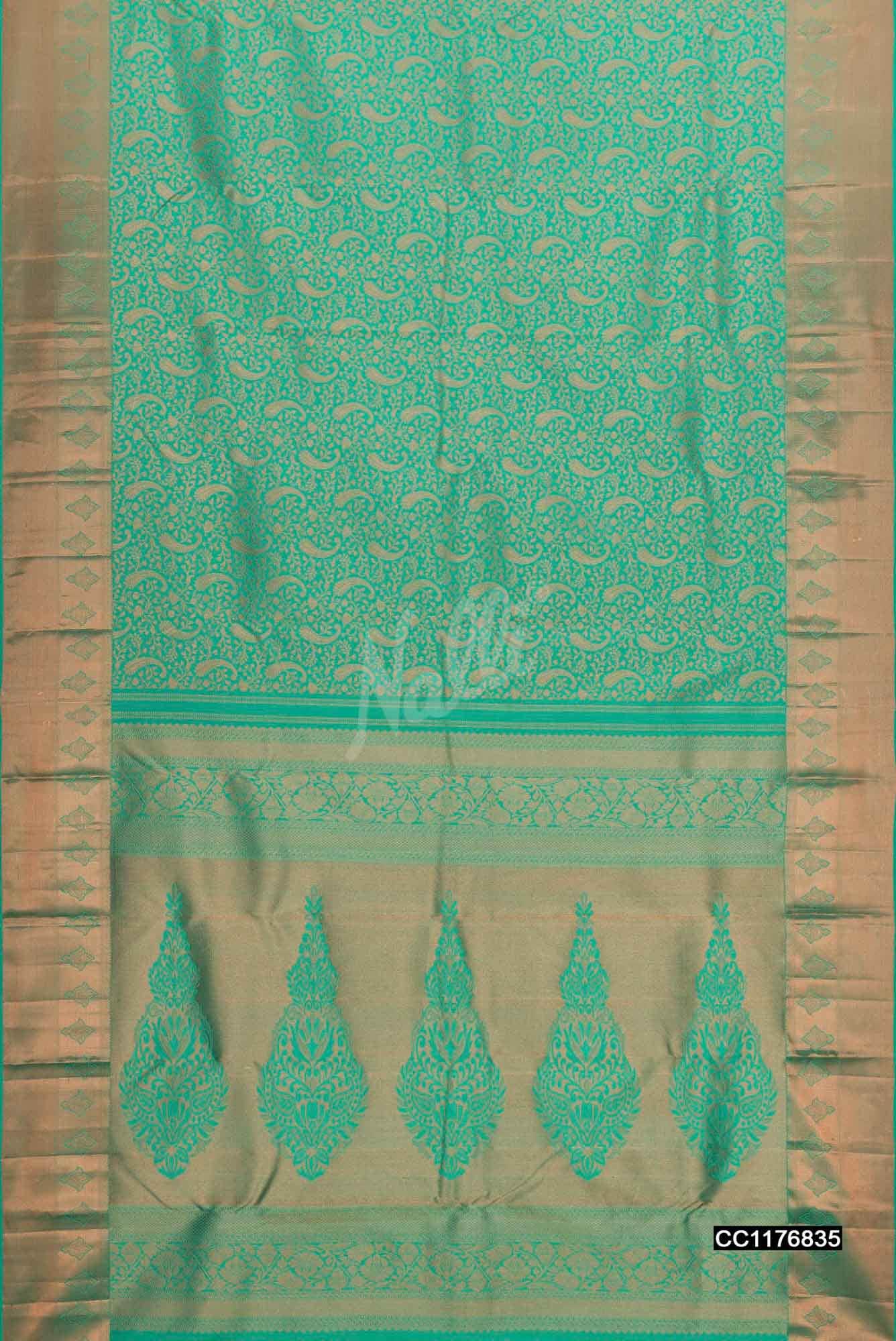 Sea Green Kanchipuram Silk Saree