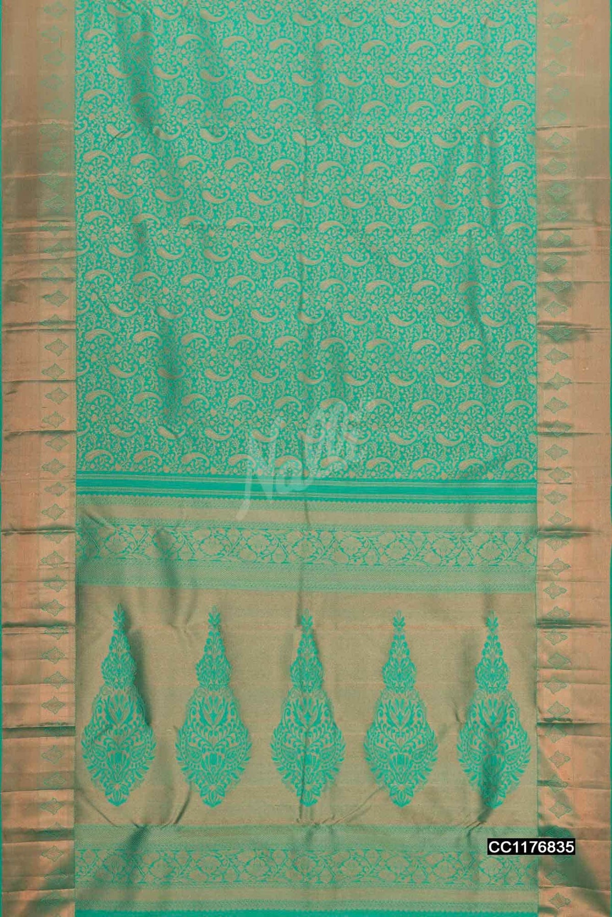 Sea Green Kanchipuram Silk Saree