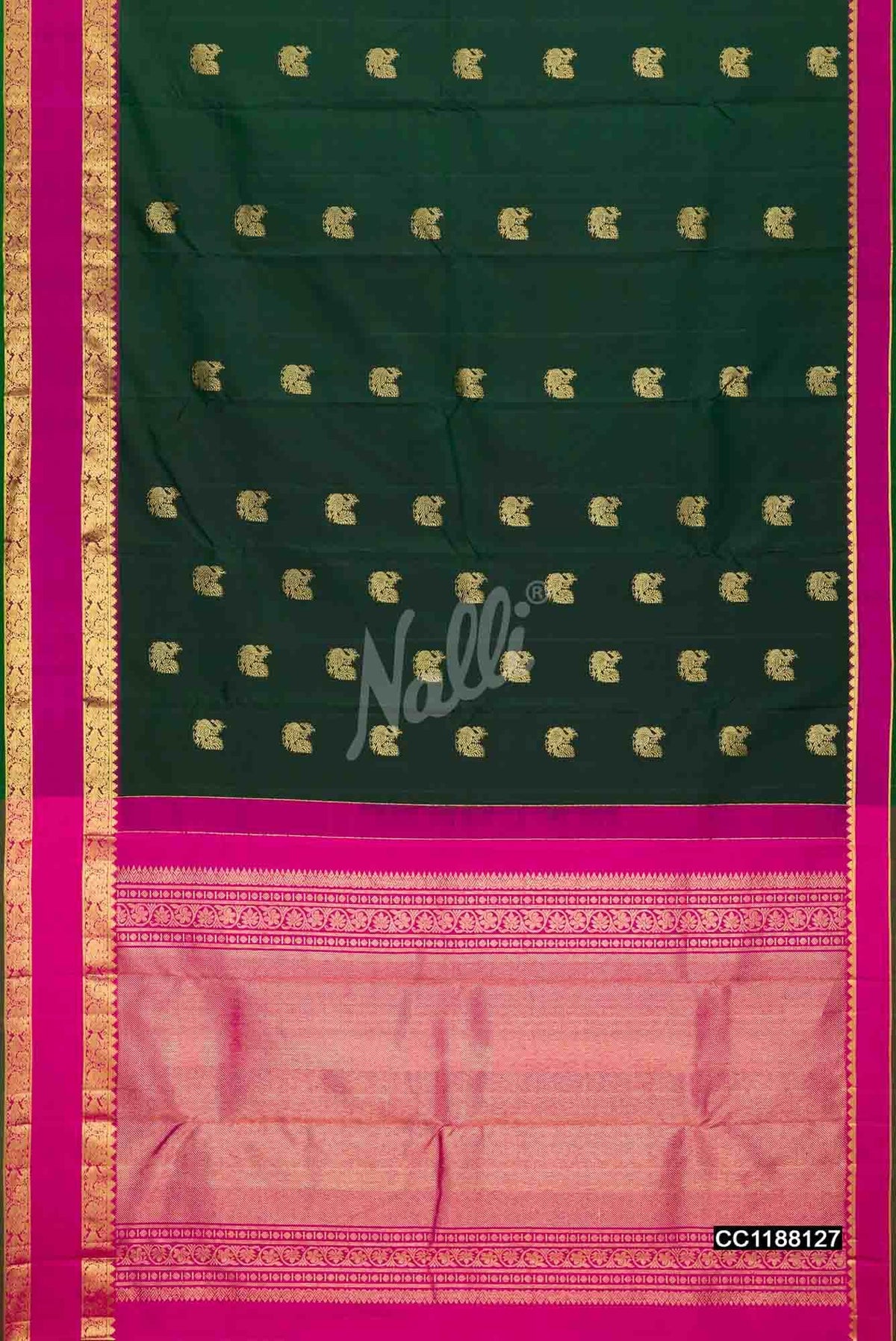 Bottle Green Kanchipuram Silk Saree
