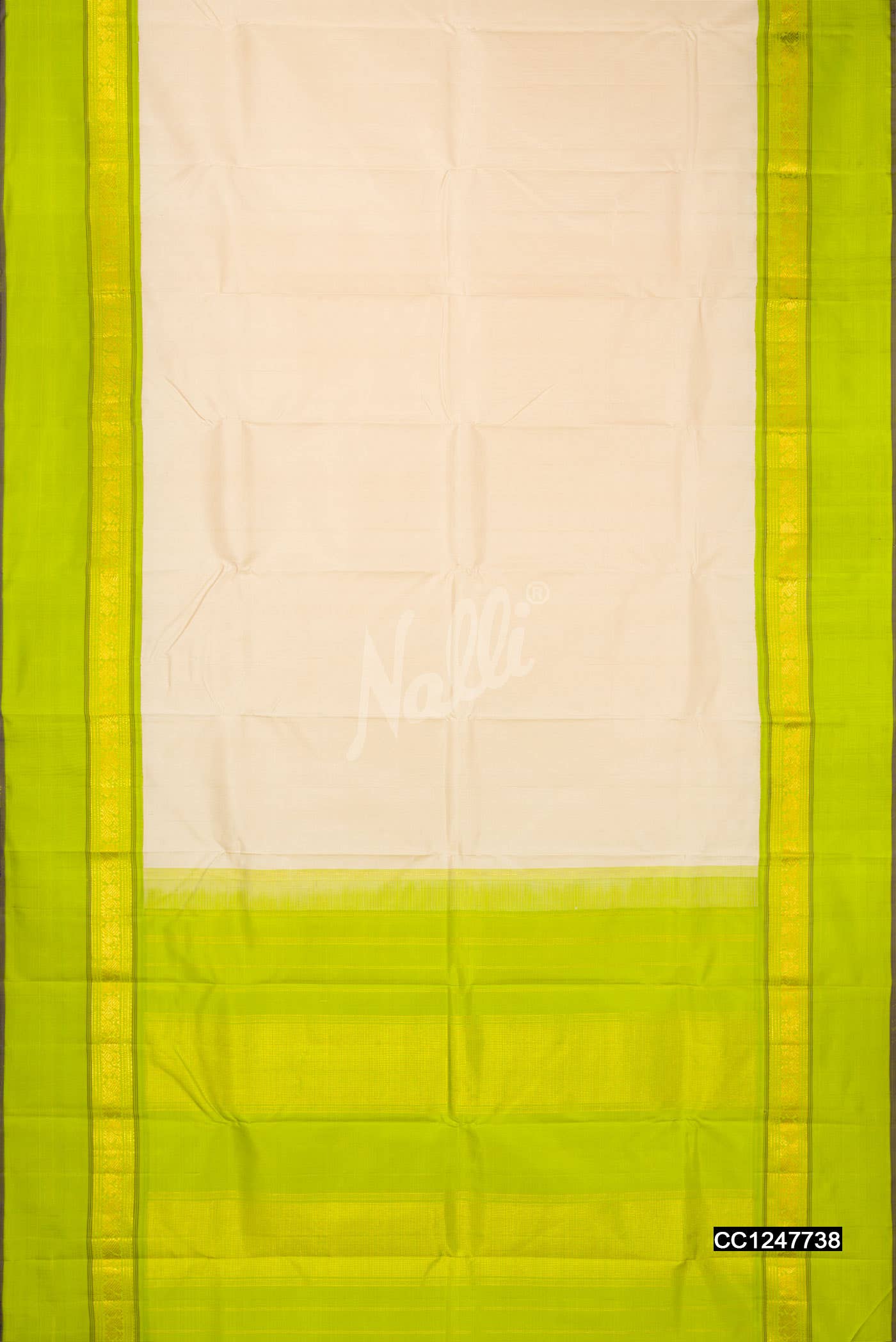 Cream Kanchipuram Silk Saree