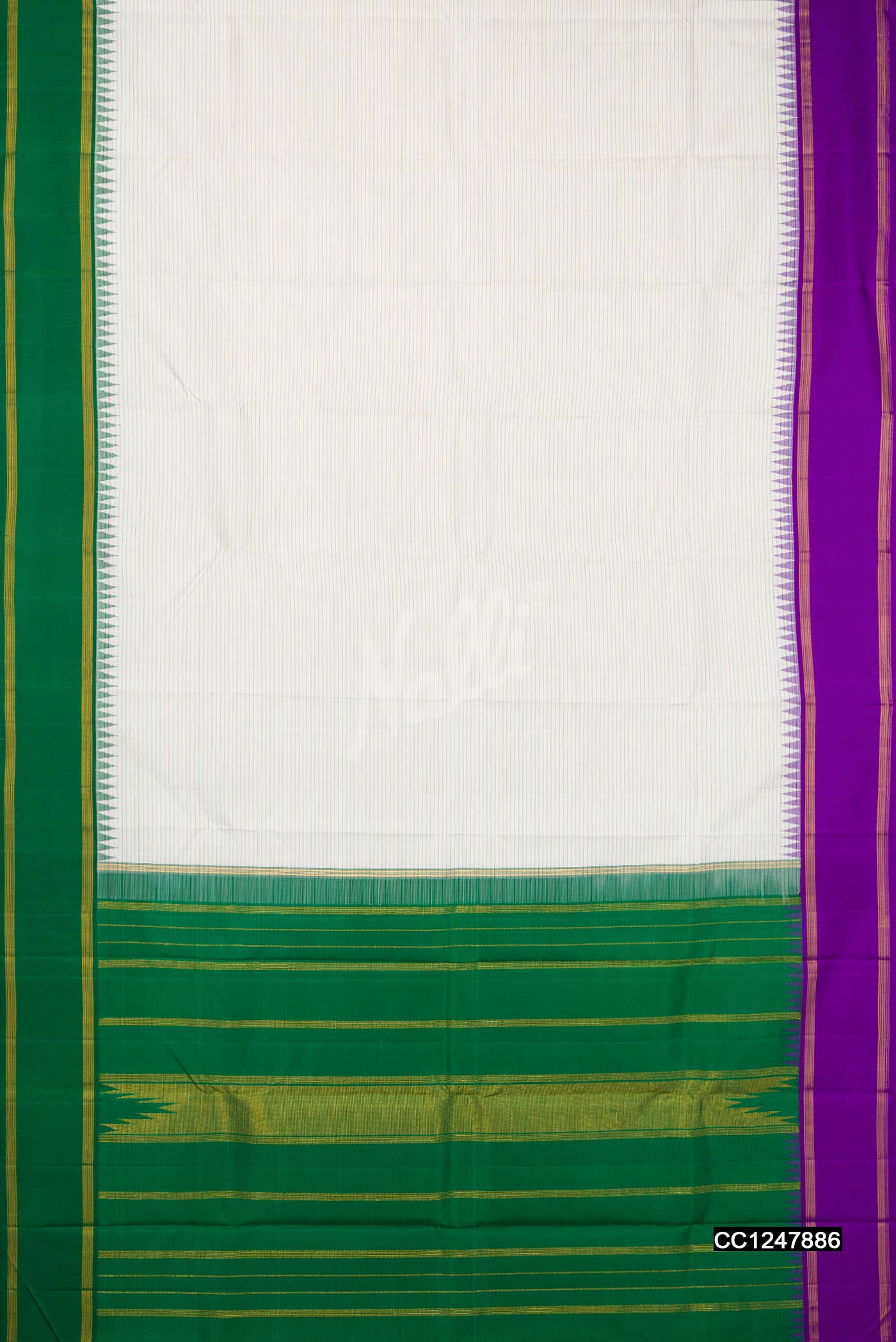 Off White Kanchipuram Silk Saree