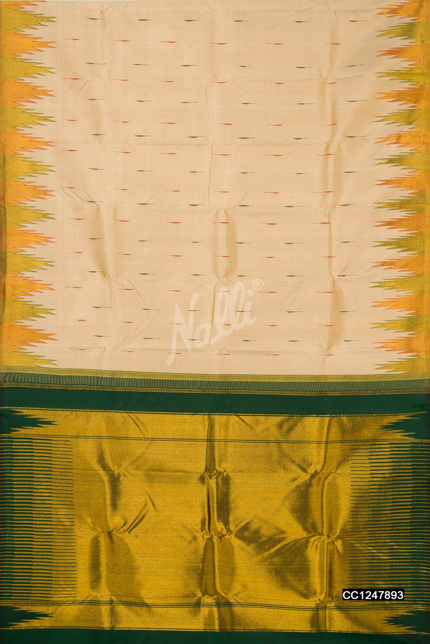 Cream Kanchipuram Silk Saree