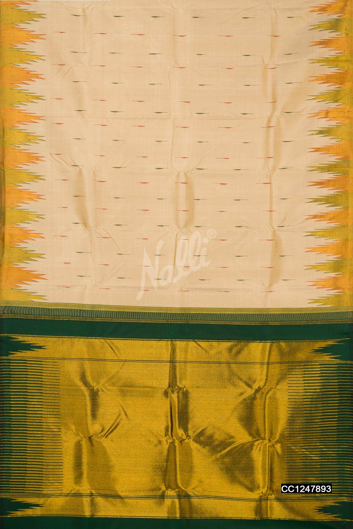 Cream Kanchipuram Silk Saree