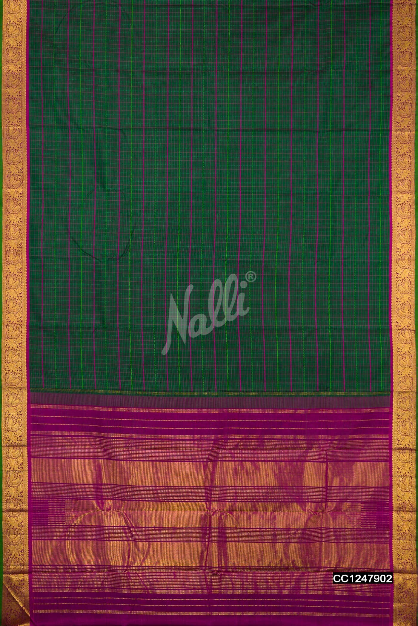 Bottle Green Kanchipuram Silk Saree