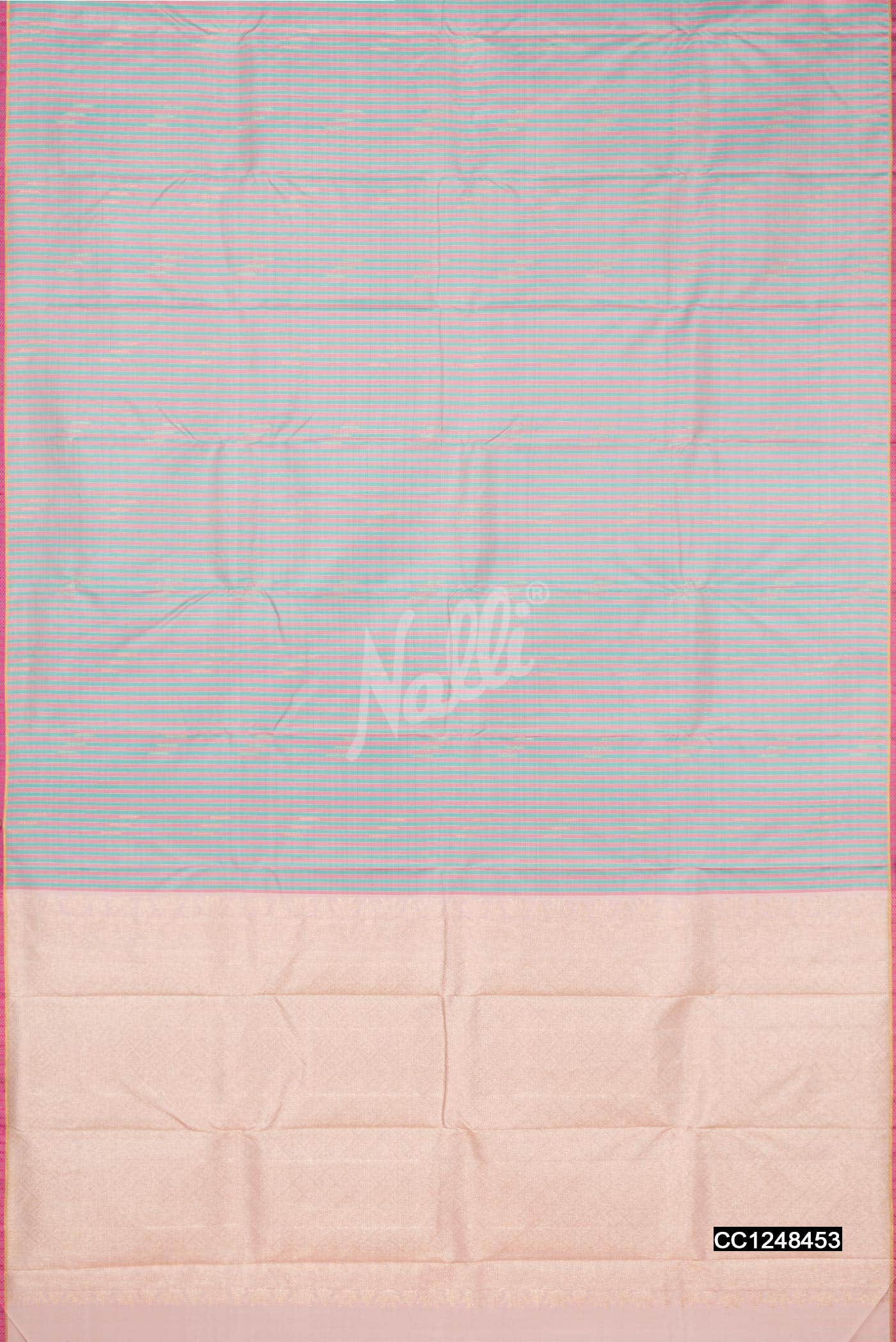 Pink and Sea Blue Kanchipuram Silk Saree