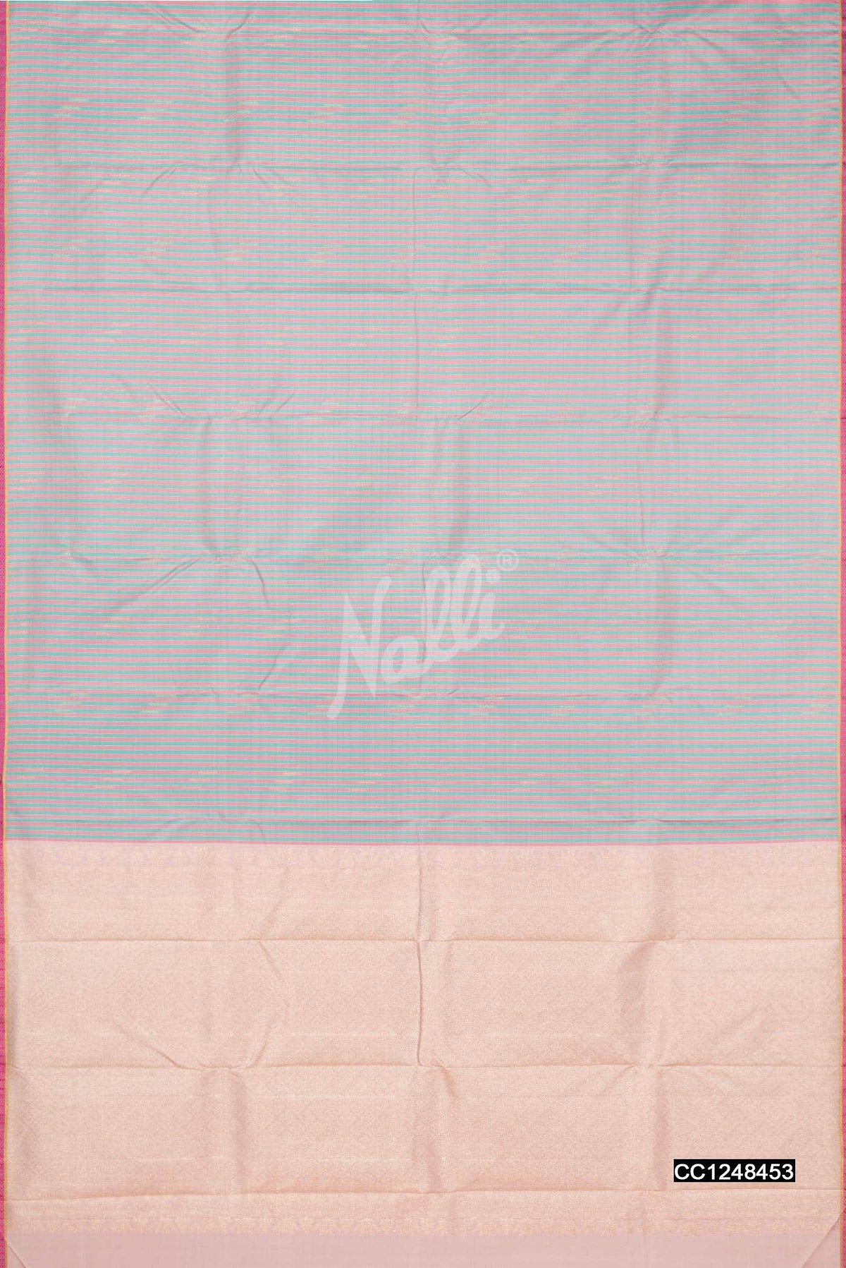 Pink and Sea Blue Kanchipuram Silk Saree