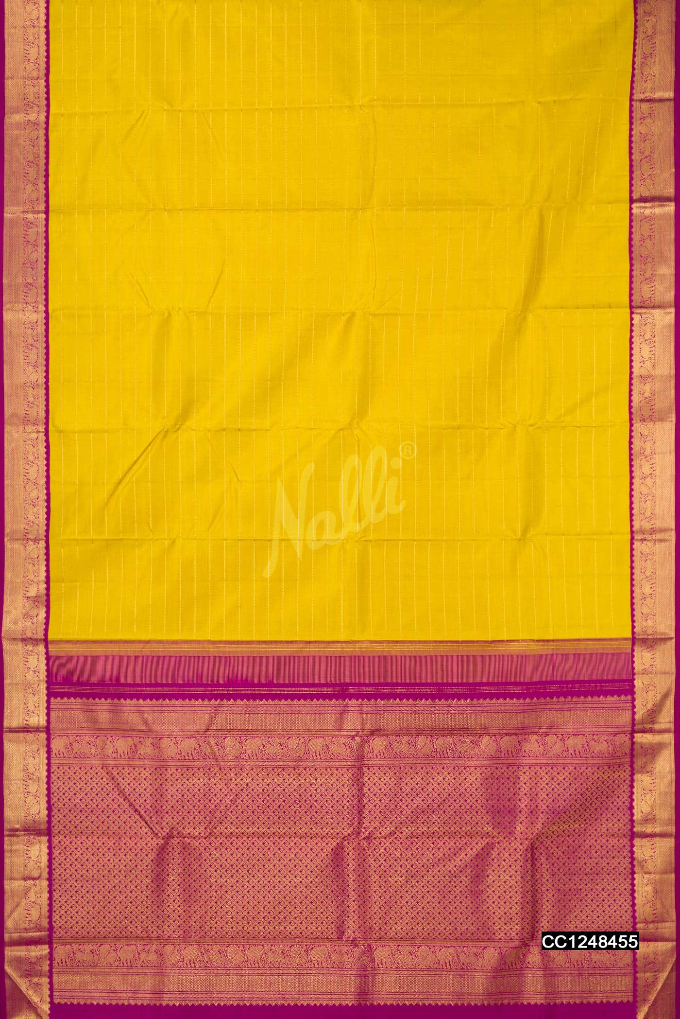 Yellow Kanchipuram Silk Saree
