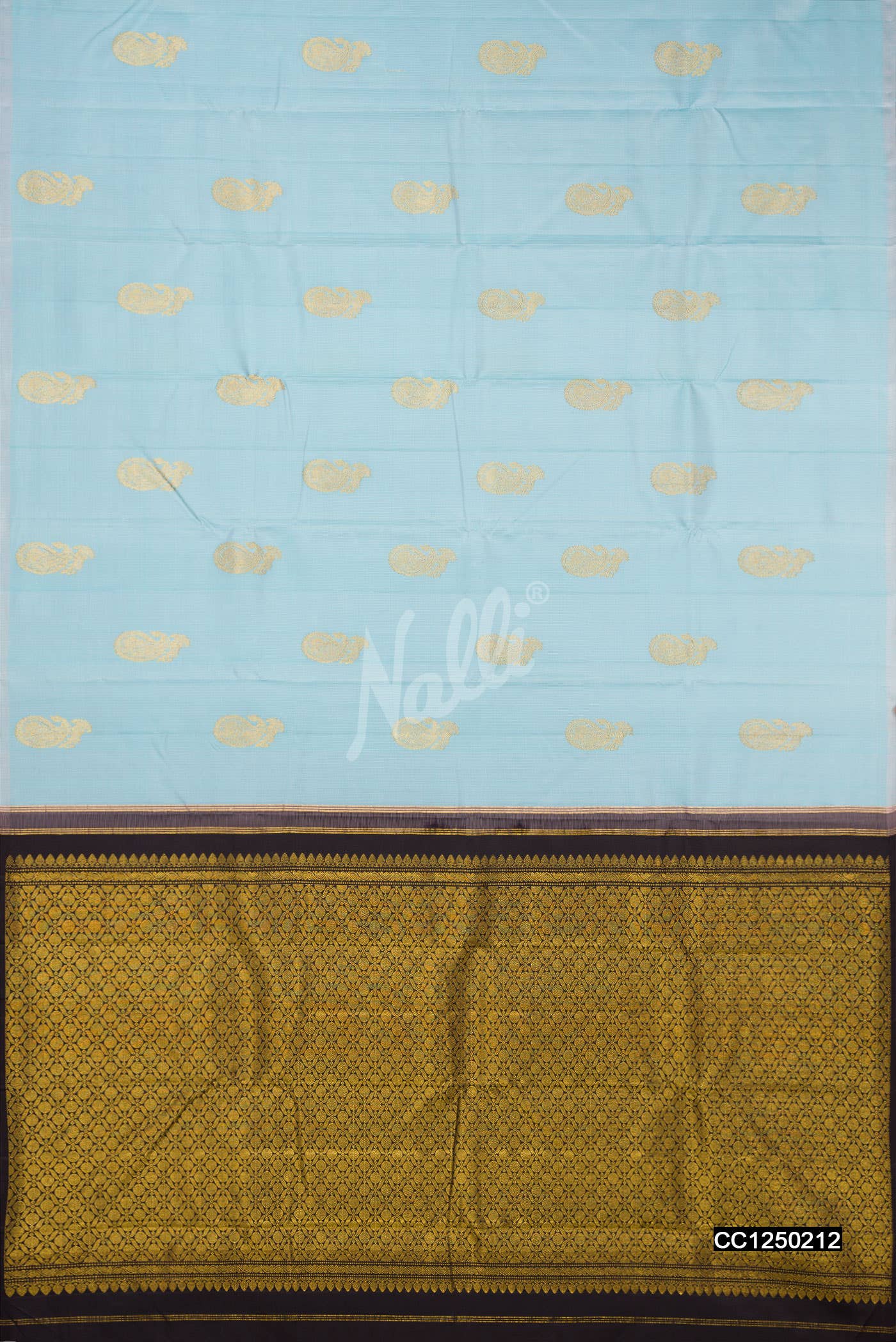 Sky Blue Kanchipuram Silk Saree