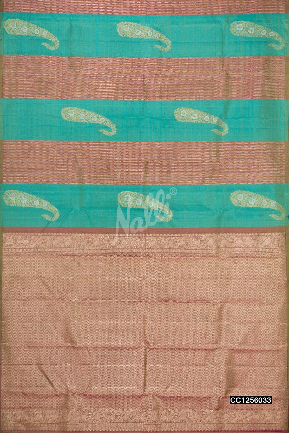 Sea Green Kanchipuram Silk Saree