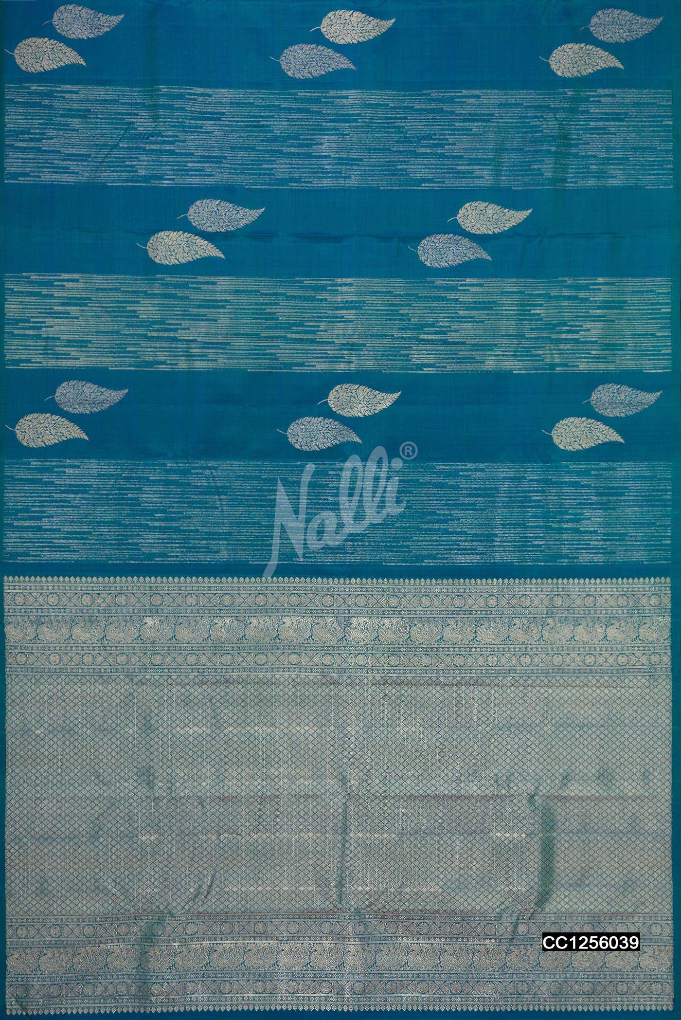 Peacock Blue Kanchipuram Silk Saree