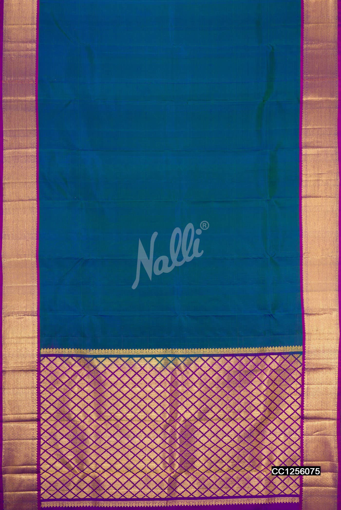 Peacock Blue Kanchipuram Silk Saree