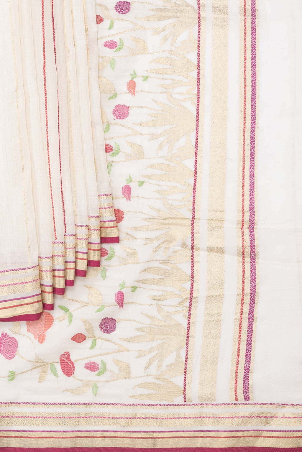 Off White Dual Tone Chanderi Silk Saree