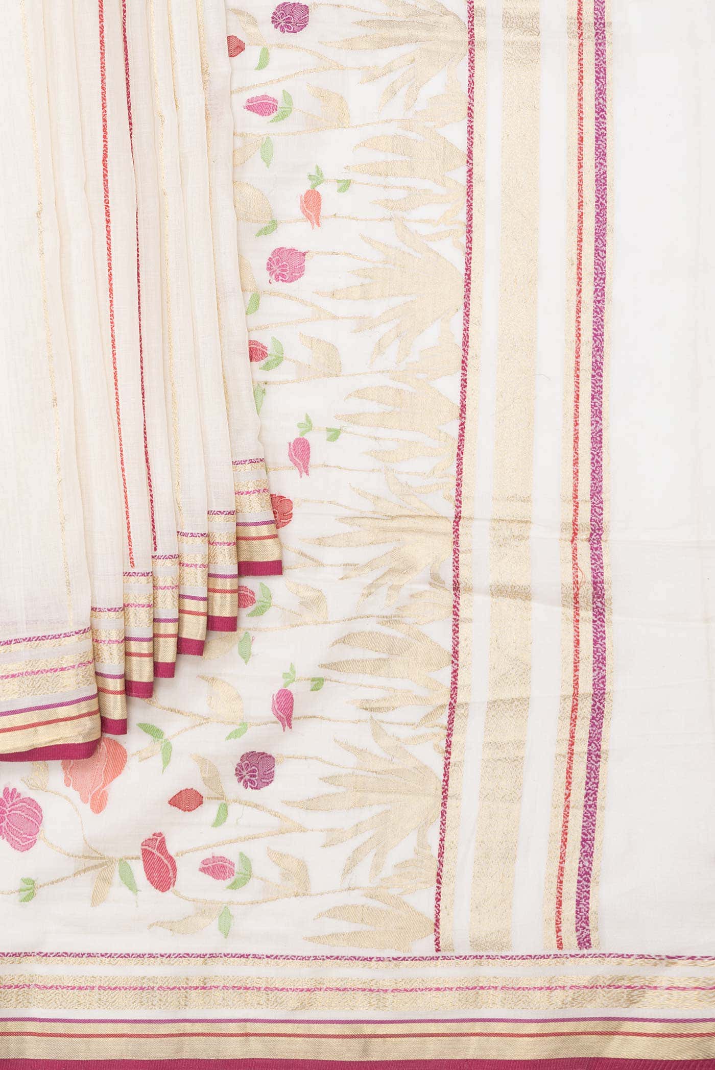 Off White Dual Tone Chanderi Silk Saree