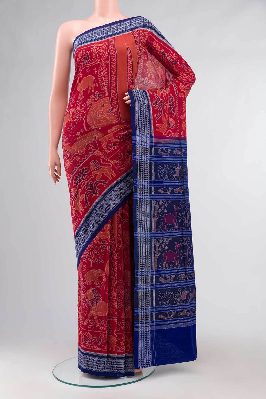 Maroon Orissa Cotton Saree