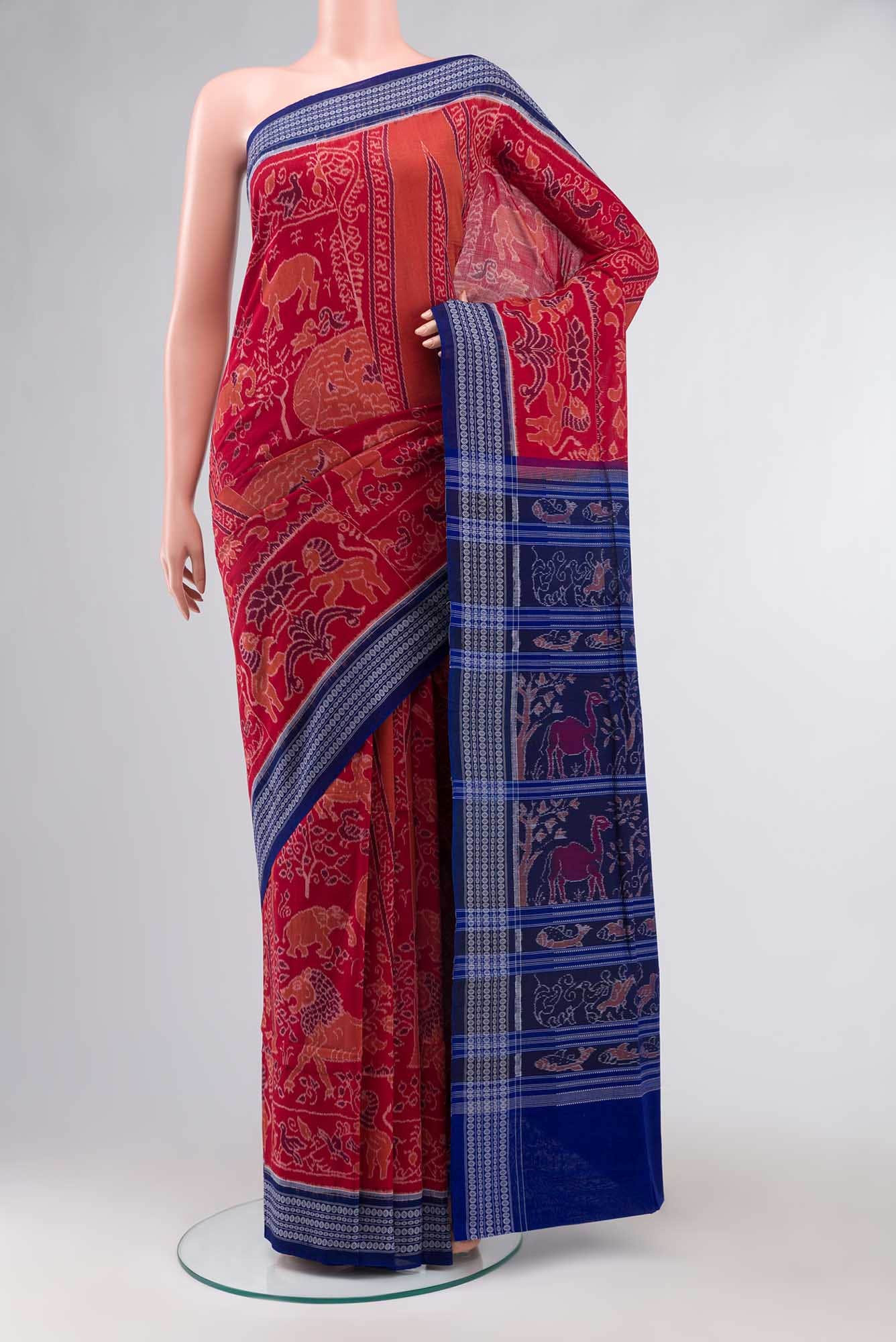 Maroon Orissa Cotton Saree