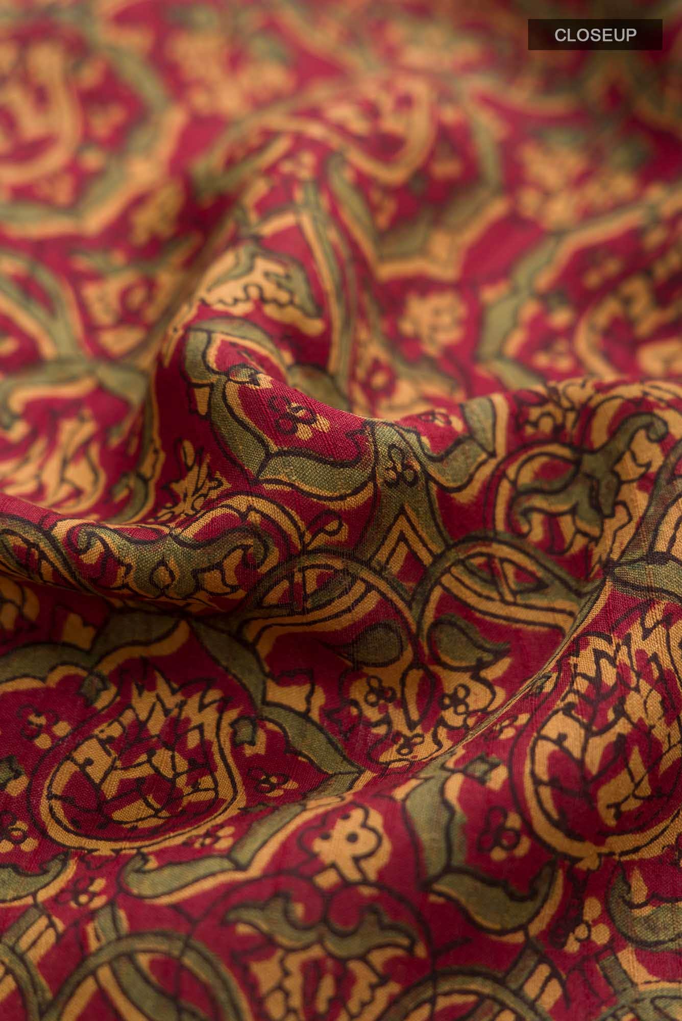Maroon Tussar Silk Saree