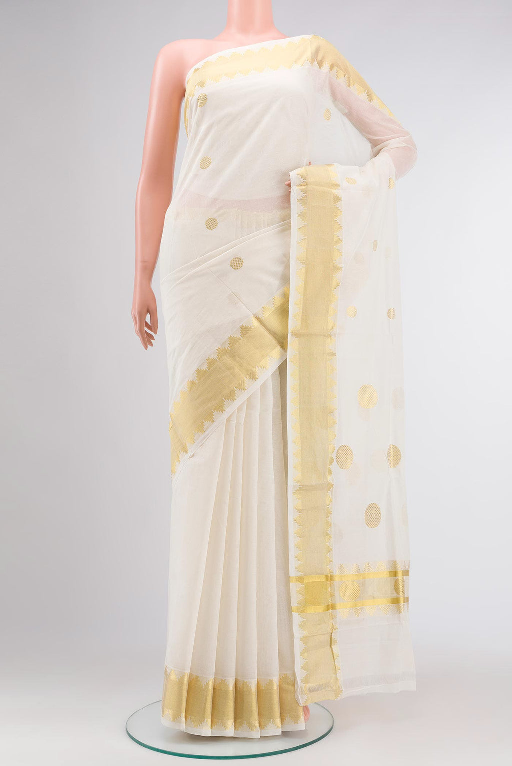 Off White Kerala Cotton Saree