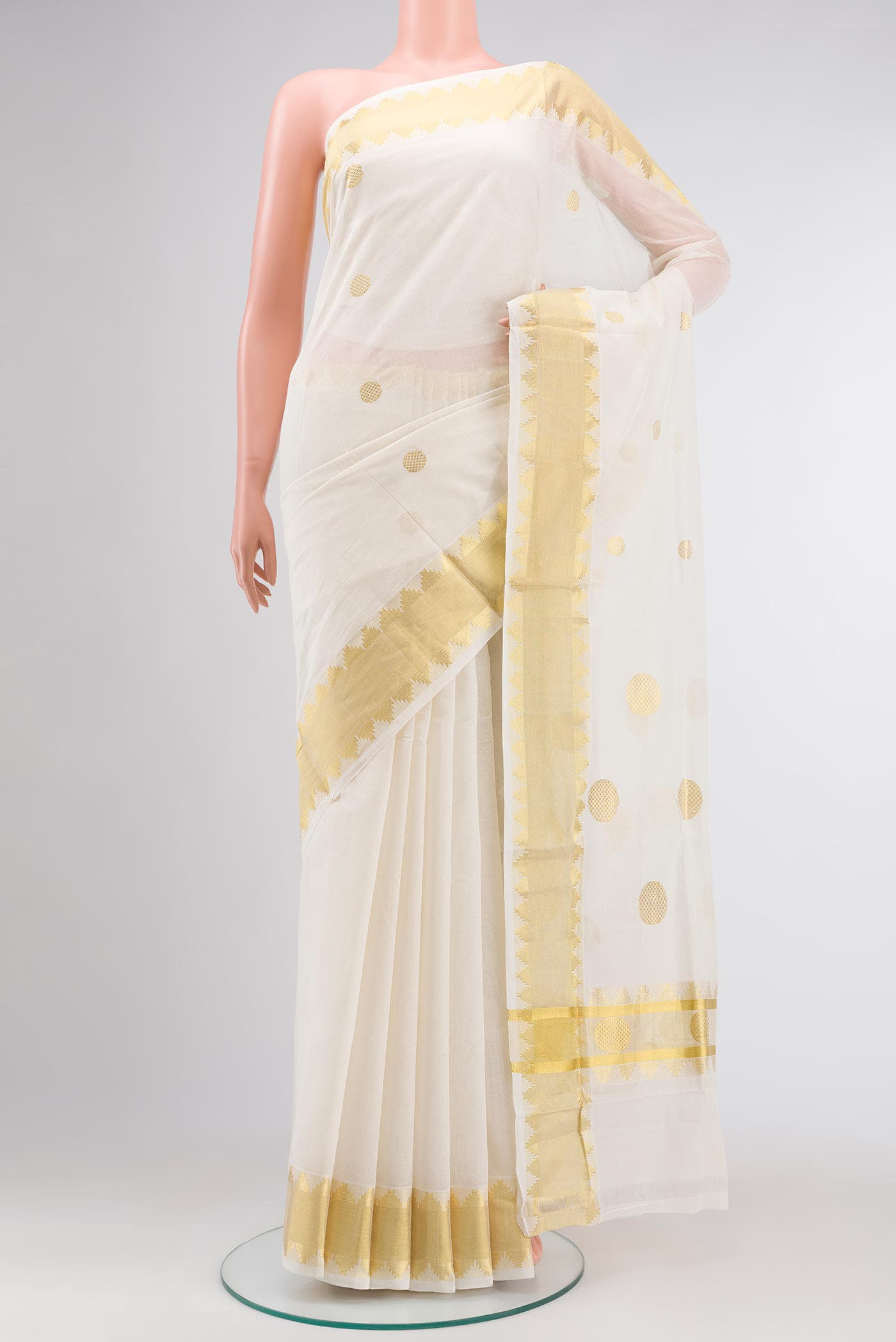 Off White Kerala Cotton Saree