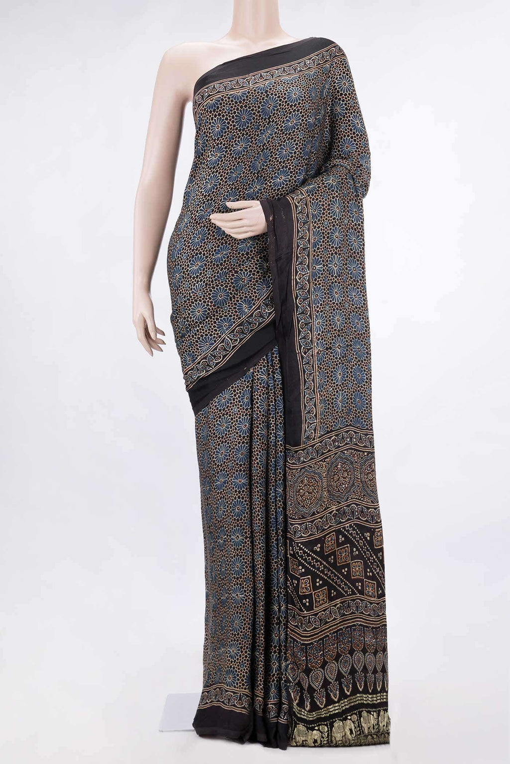 Coffee Brown Dual Tone Satin Crepe Saree