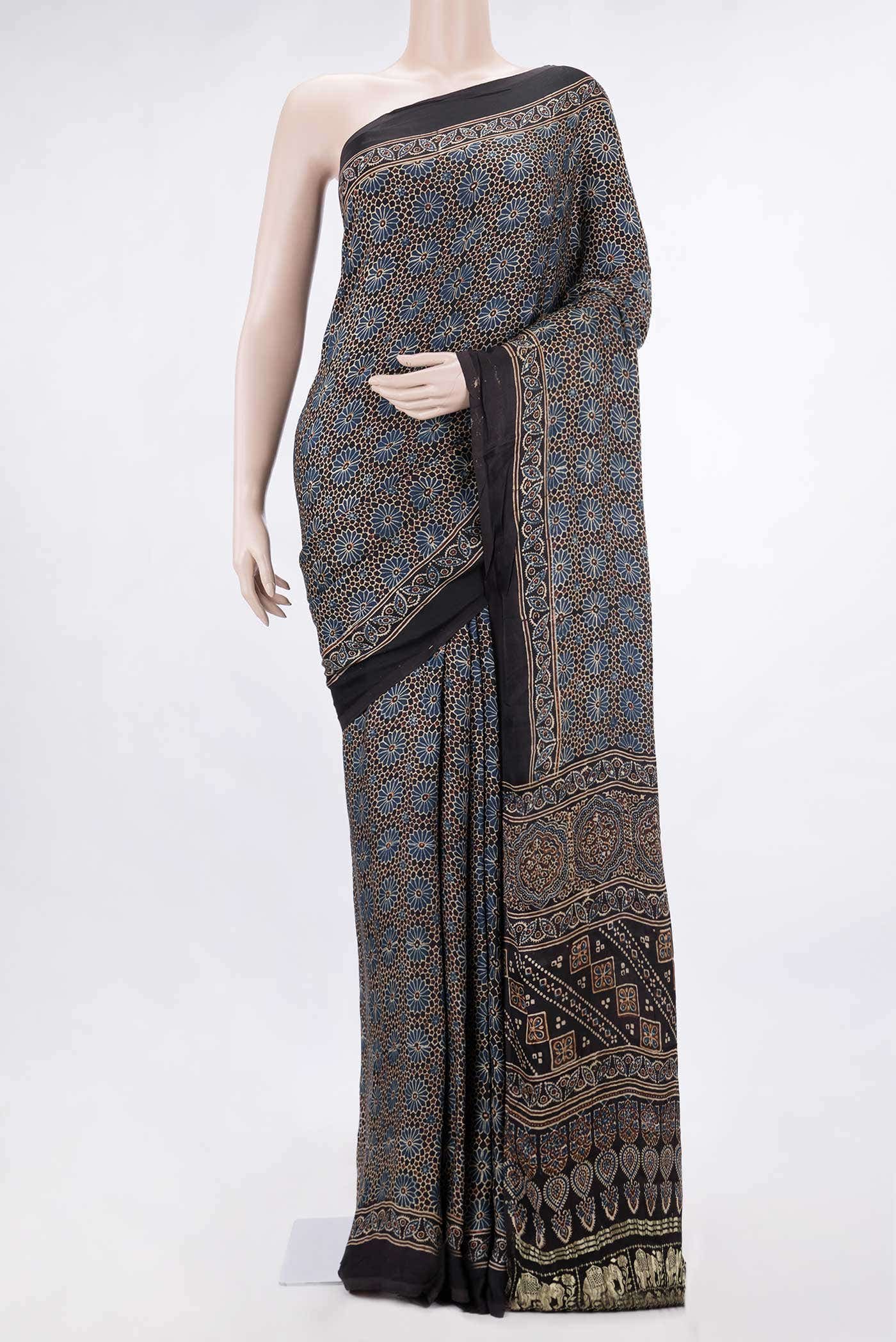 Coffee Brown Dual Tone Satin Crepe Saree