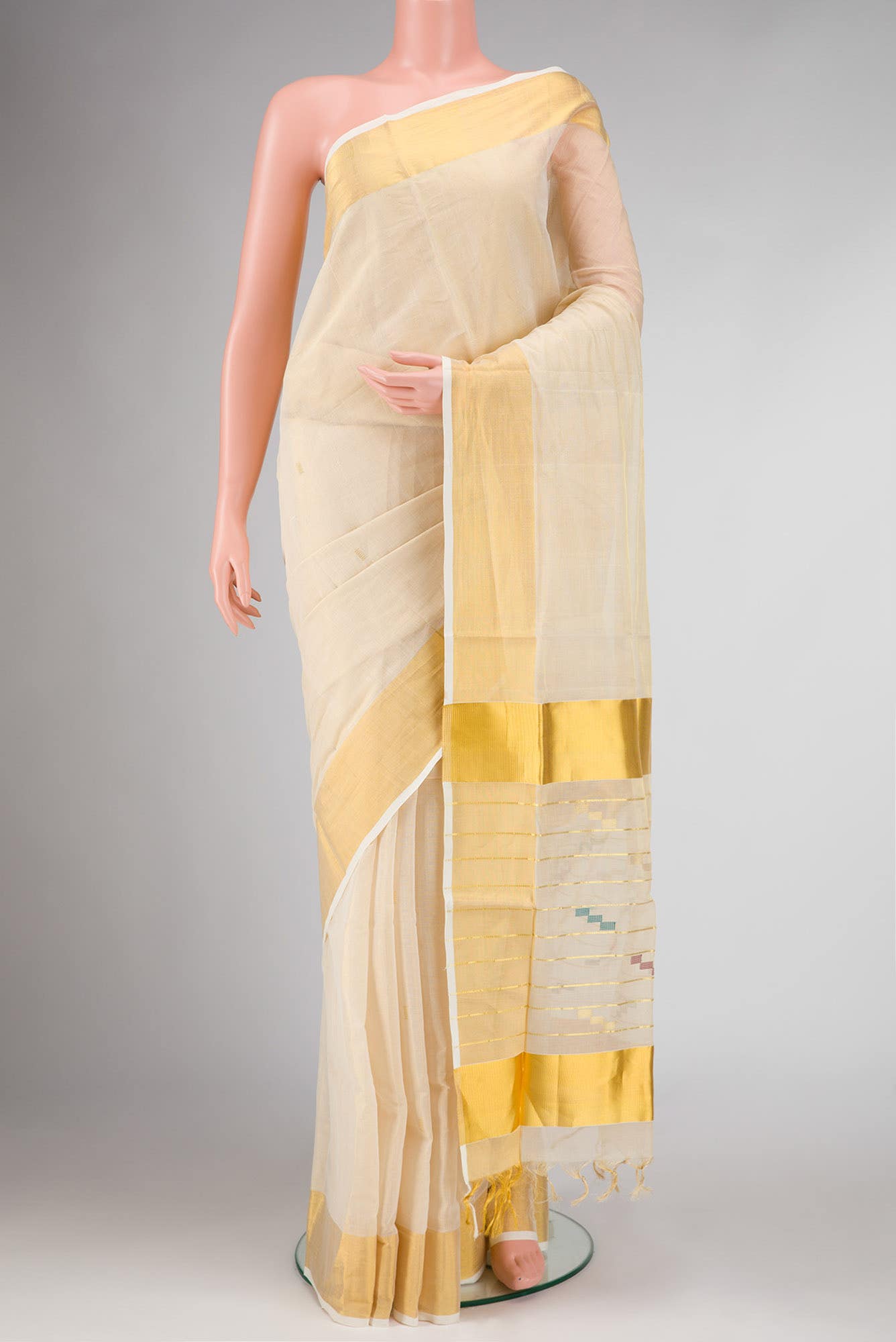 Sandal Dual Tone Kerala Cotton Saree