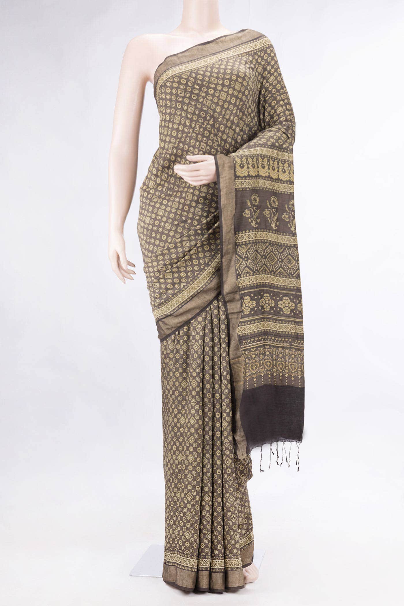 Brown Dual Tone Tussar Silk Saree