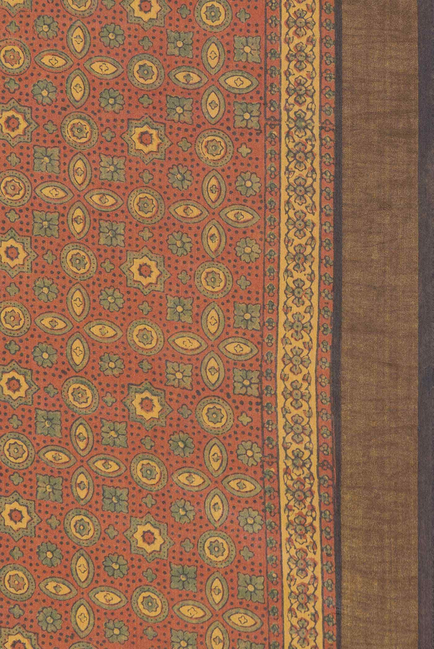 Brick Orange Dual Tone Tussar Silk Saree