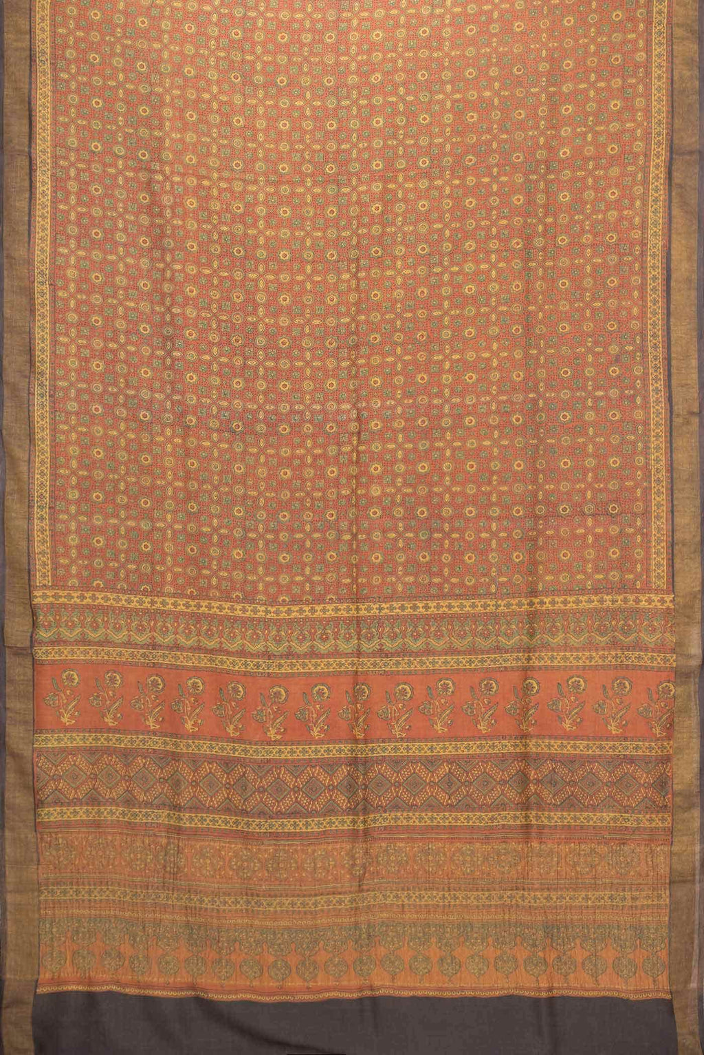 Brick Orange Dual Tone Tussar Silk Saree