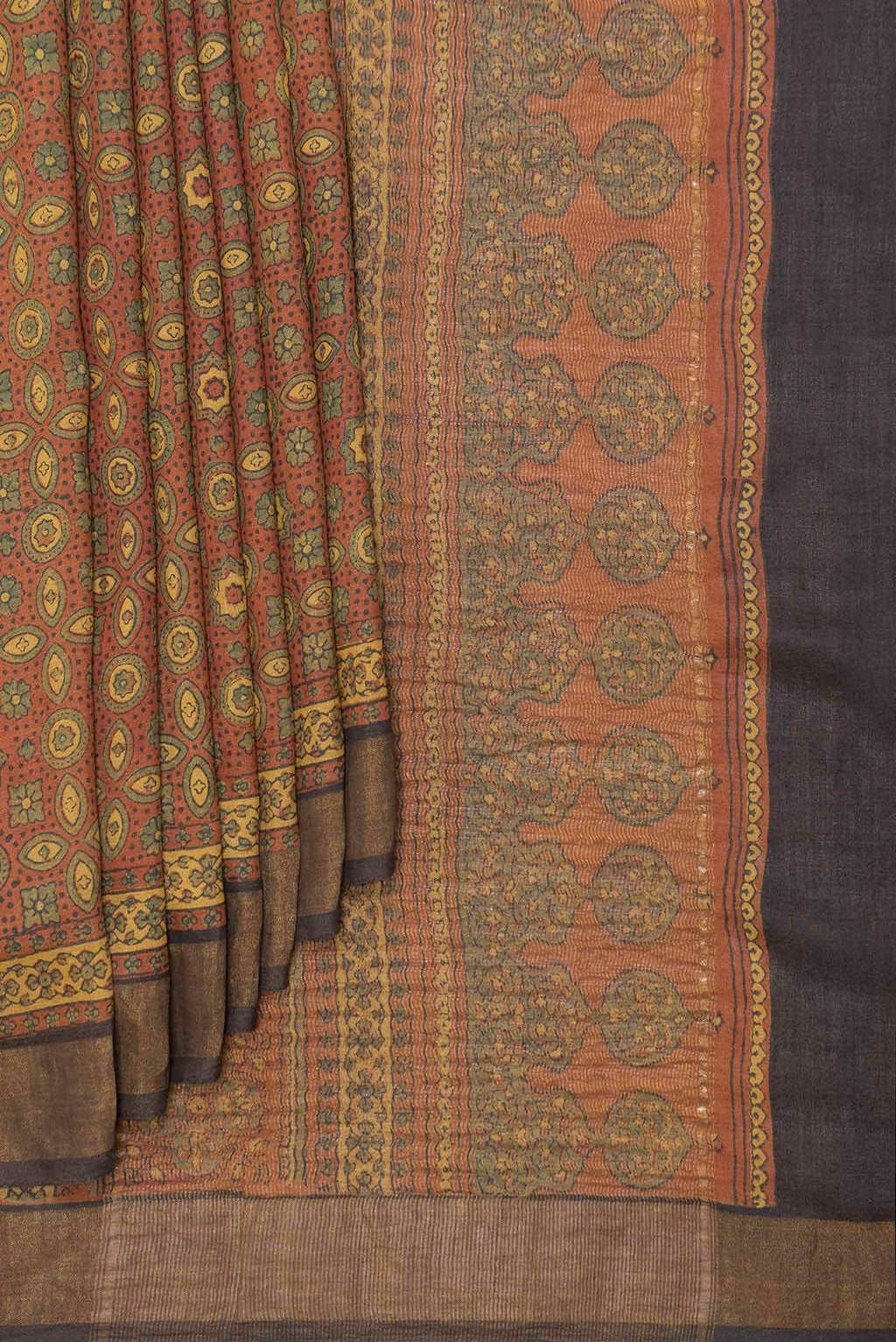 Brick Orange Dual Tone Tussar Silk Saree