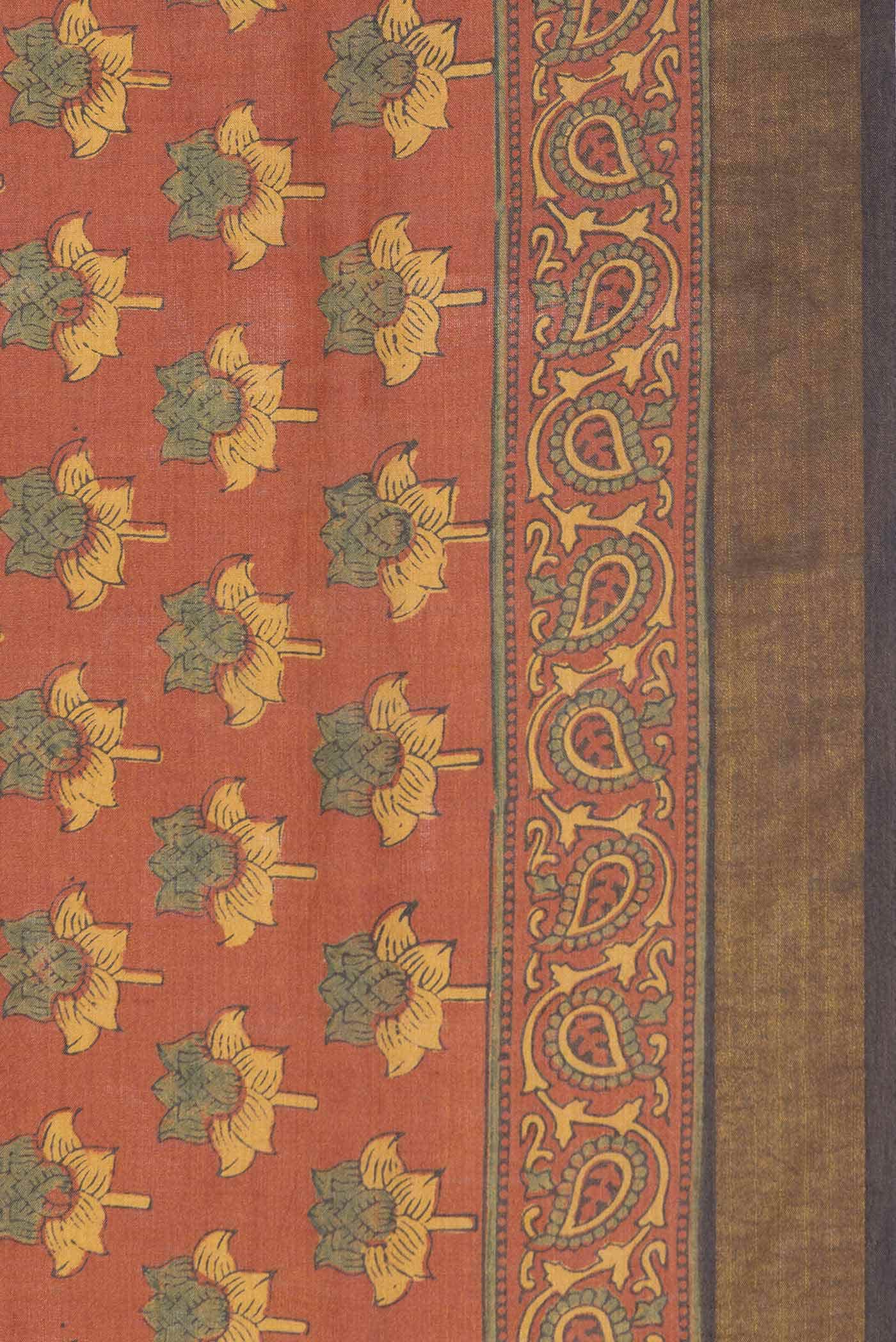 Brick Orange Dual Tone Tussar Silk Saree